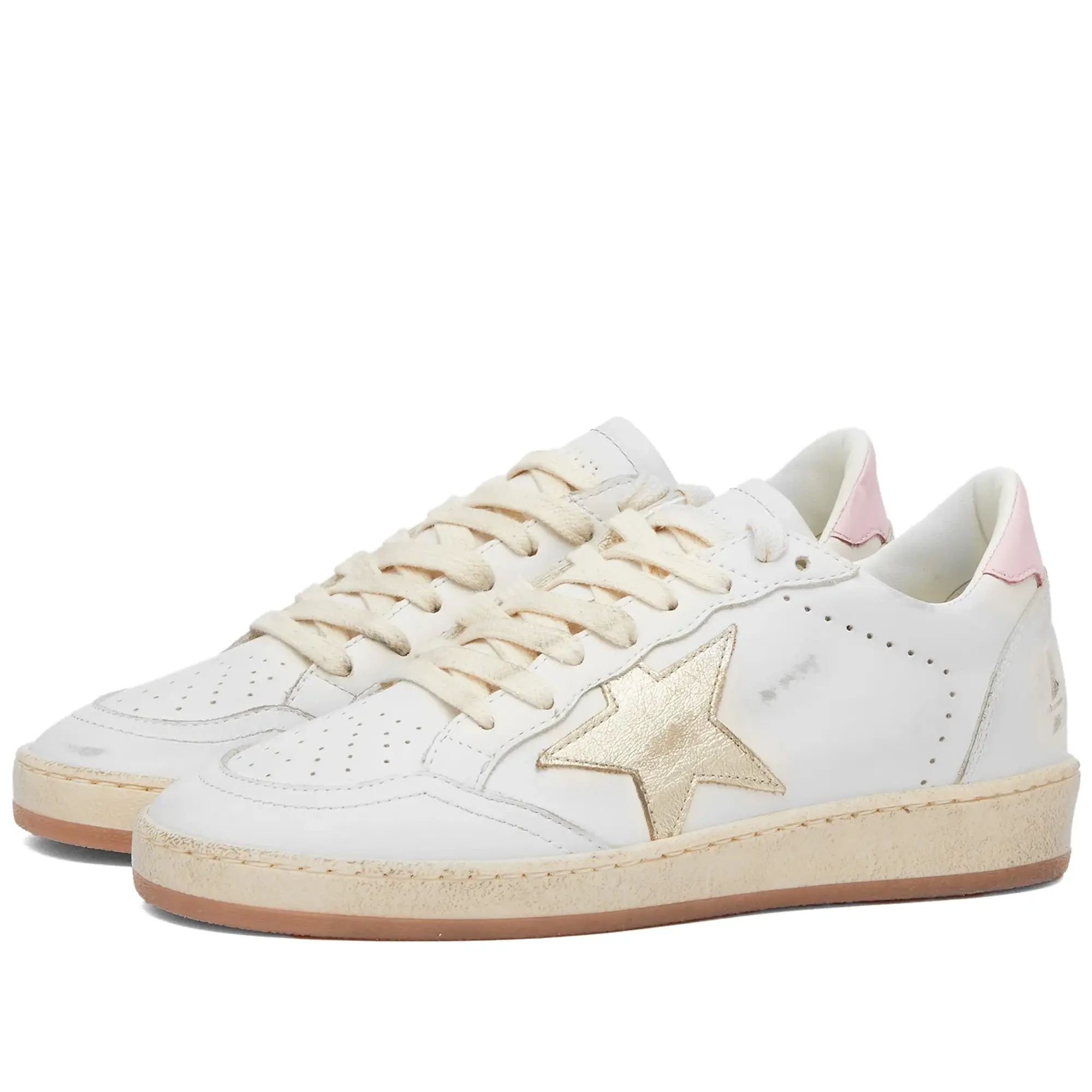 Golden Goose Women's Ball Star Leather Sneaker White/Platinum/Orchid Pink