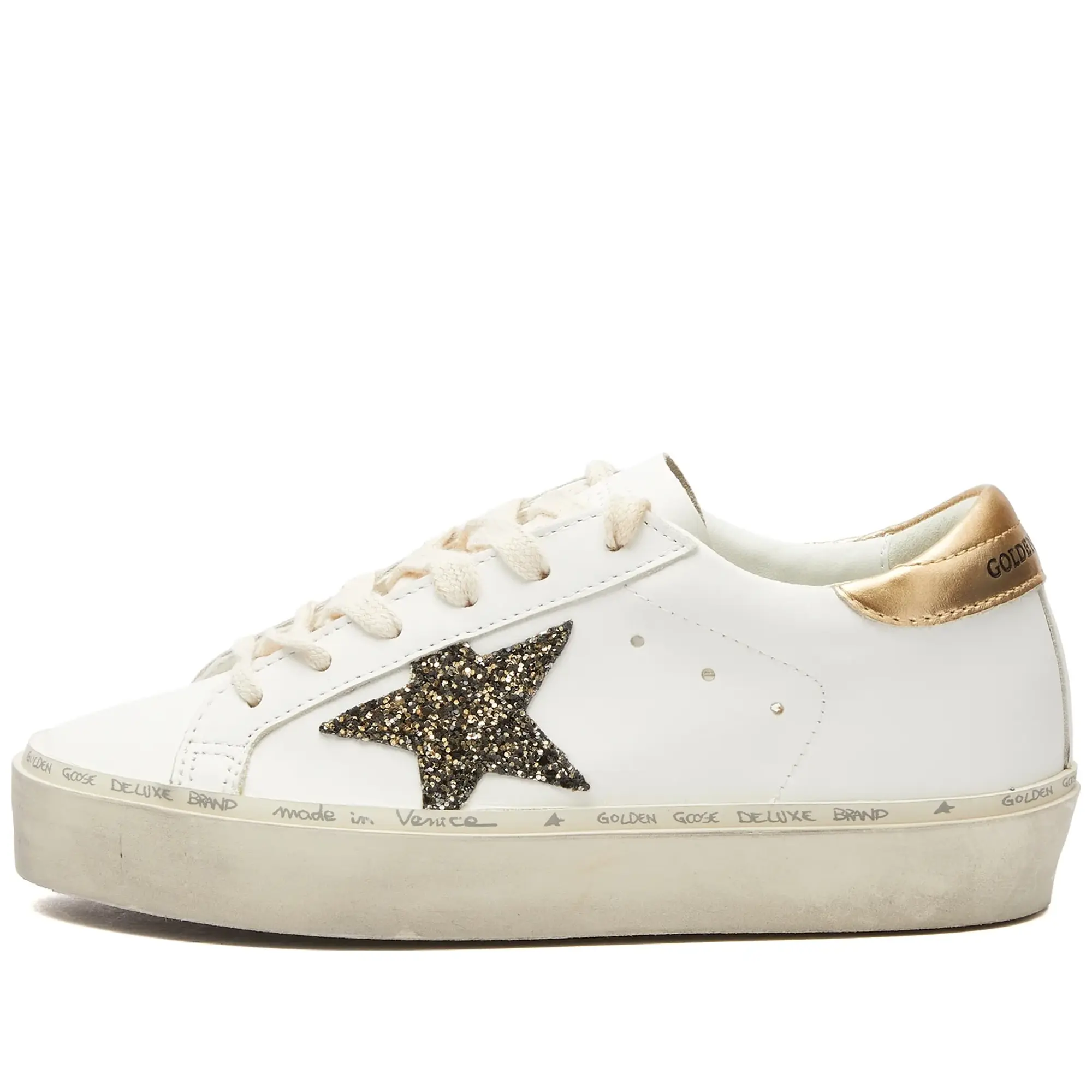 Golden Goose Women's Hi Sar Leather Sneaker White/Black/Gold