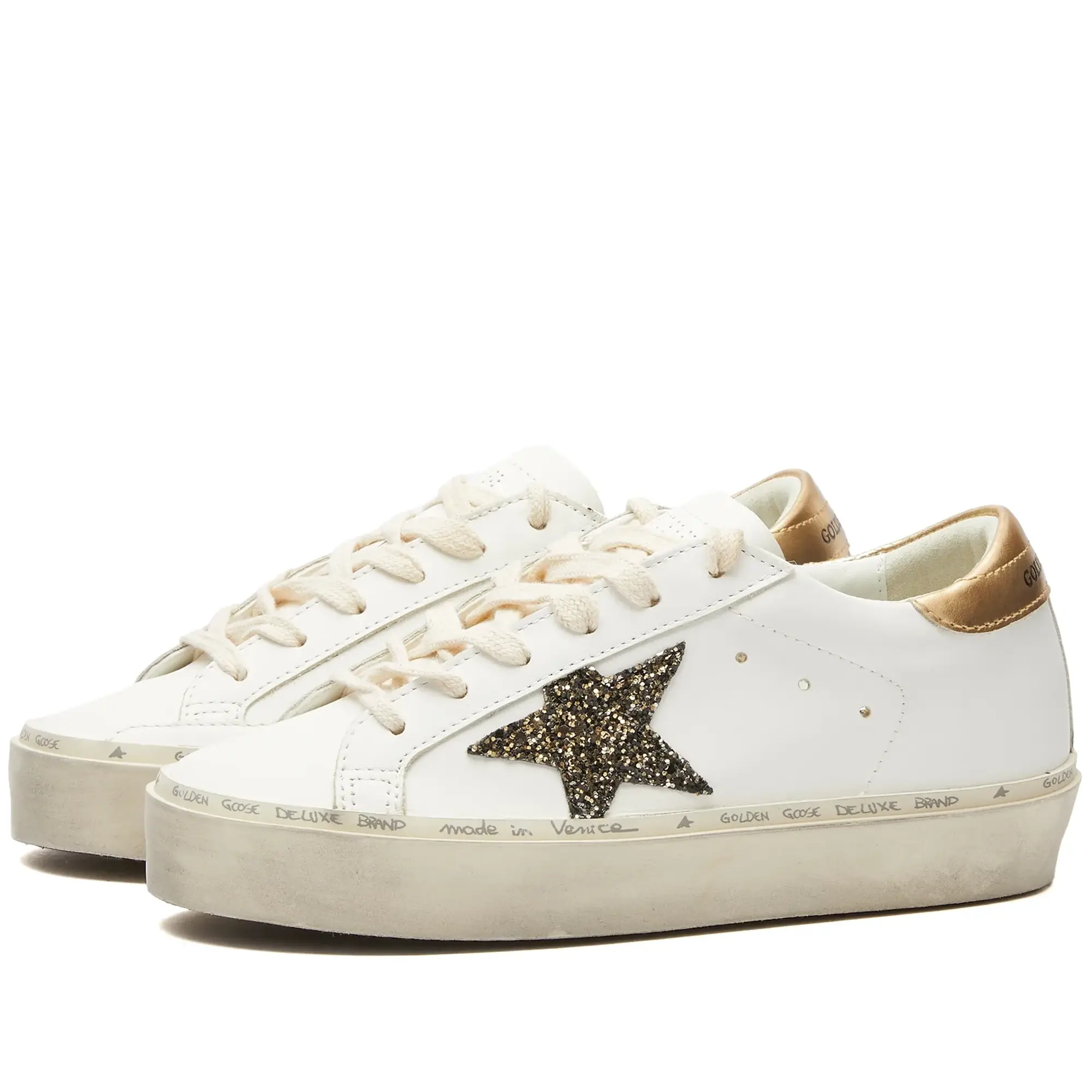 Golden Goose Women's Hi Sar Leather Sneaker White/Black/Gold