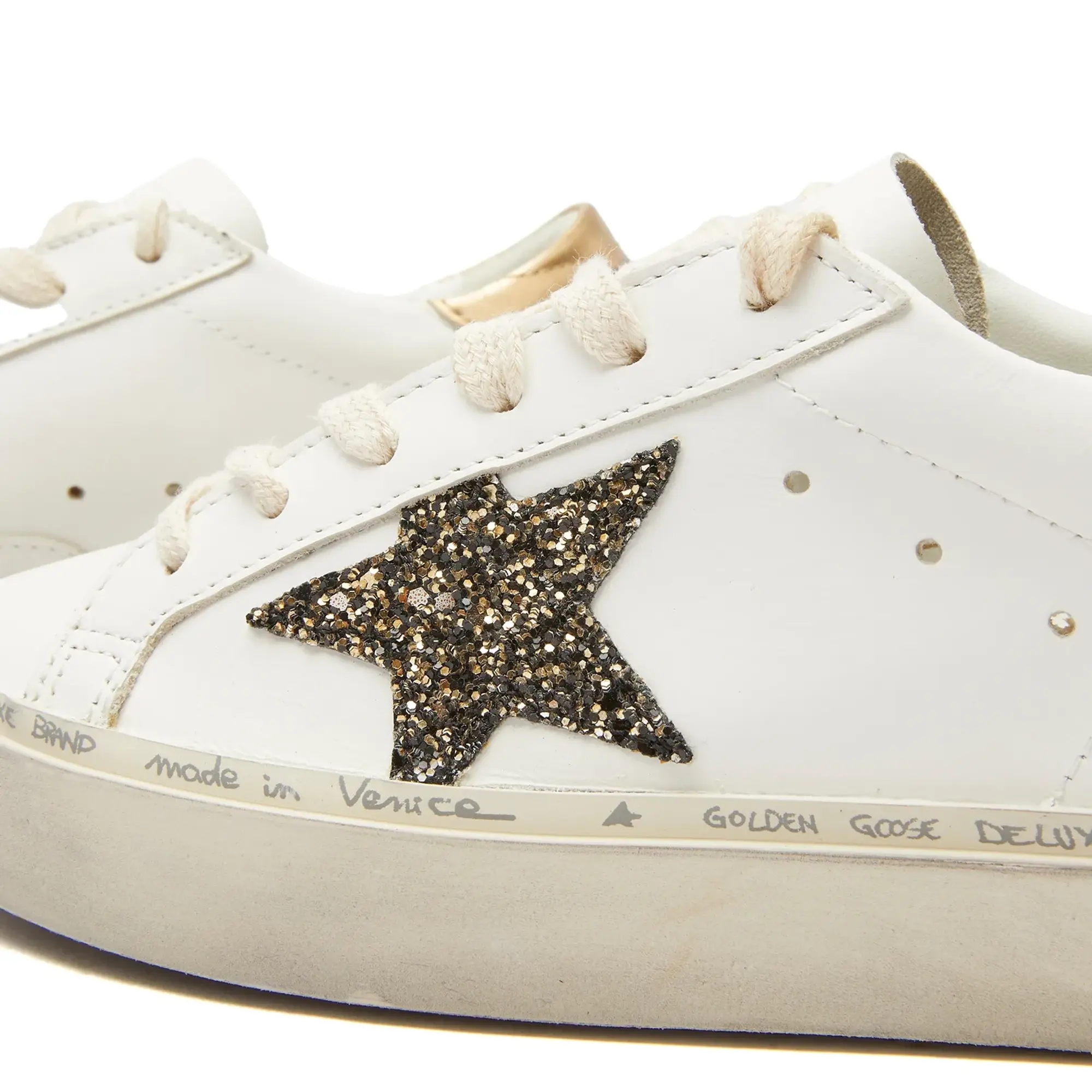 Golden Goose Women's Hi Sar Leather Sneaker White/Black/Gold