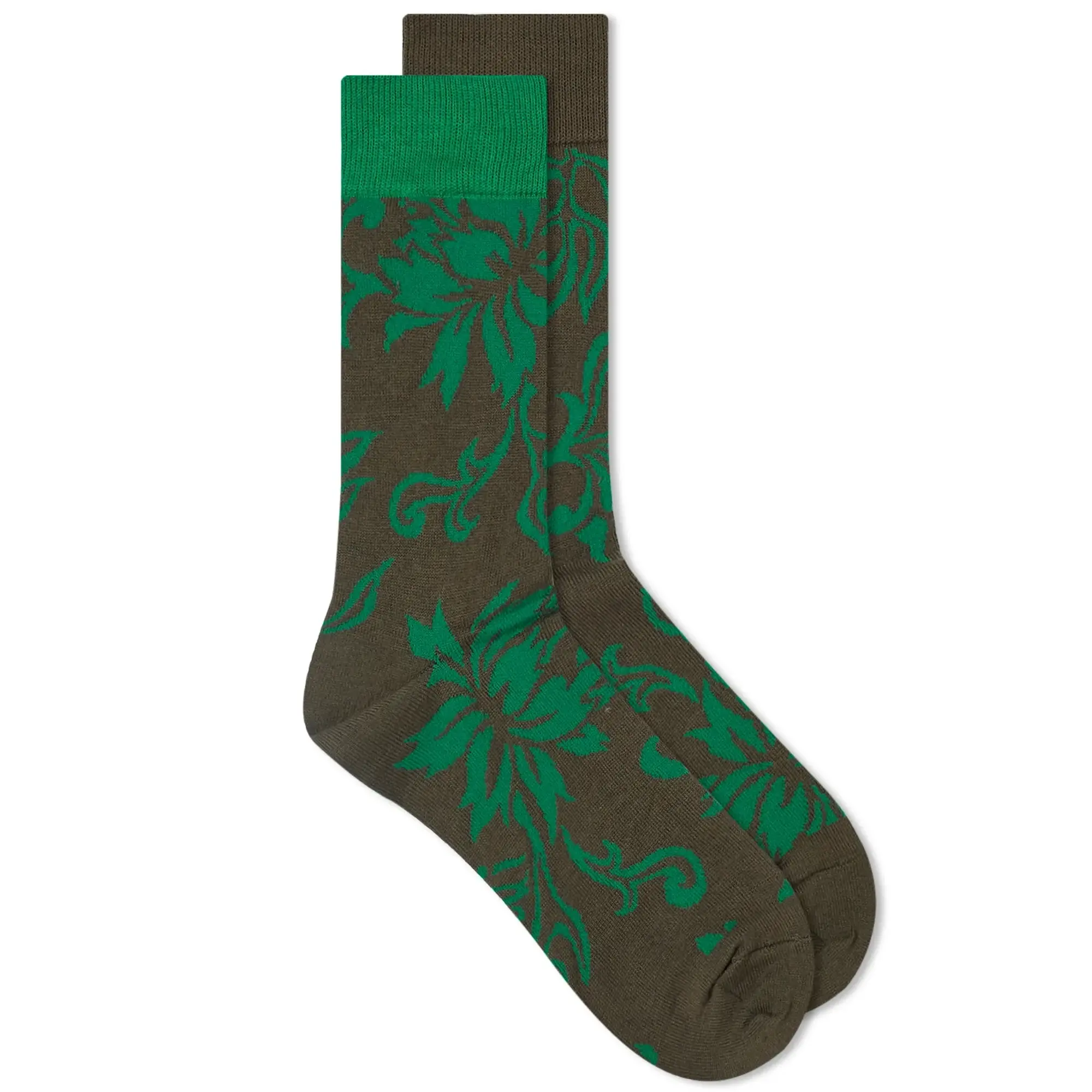 Sacai Men's Floral Socks Green