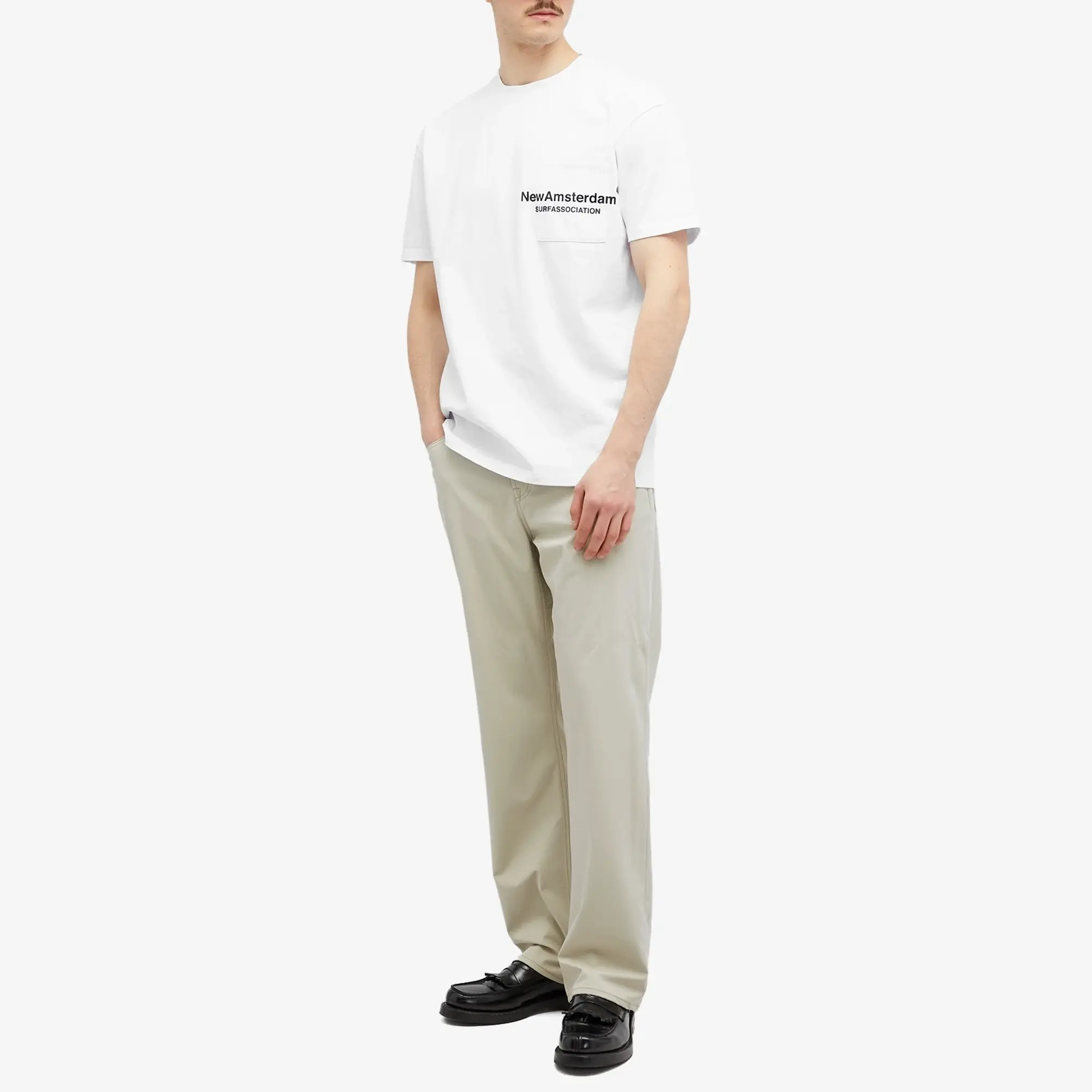 New Amsterdam Surf Association Men's Throw Pocket T-Shirt White/Black