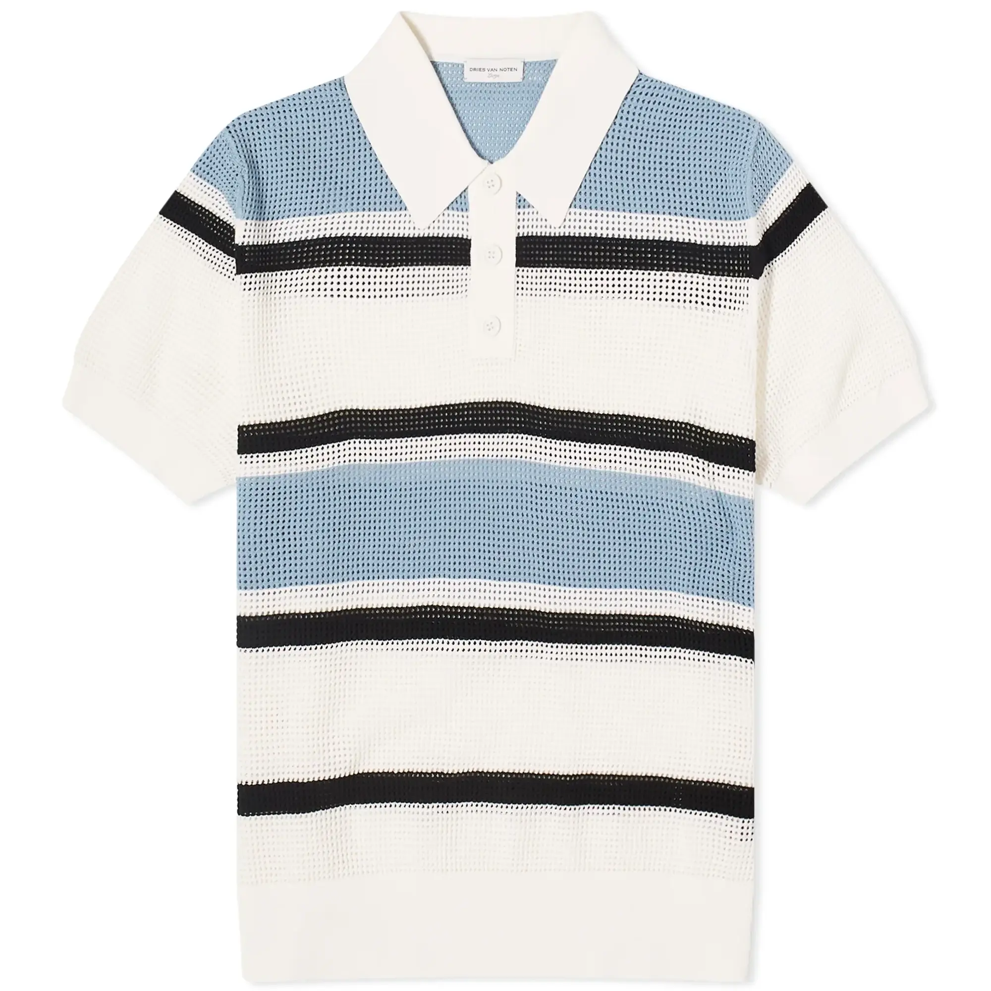 Dries Van Noten Men's Mindo Stripe Knit Polo White Multi