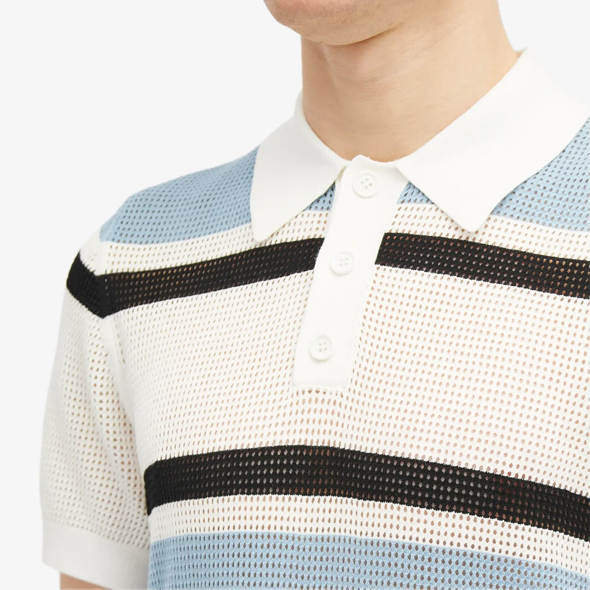 Dries Van Noten Men's Mindo Stripe Knit Polo White Multi