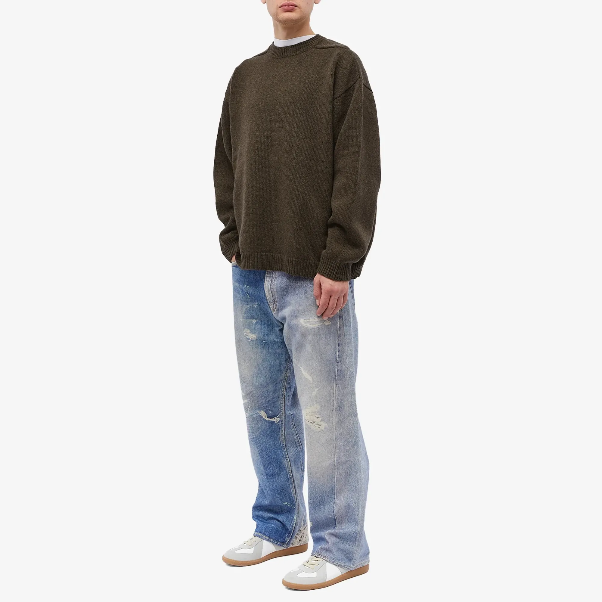 Studio Nicholson Men's Hemyl Lambswool Crew Knit Fir