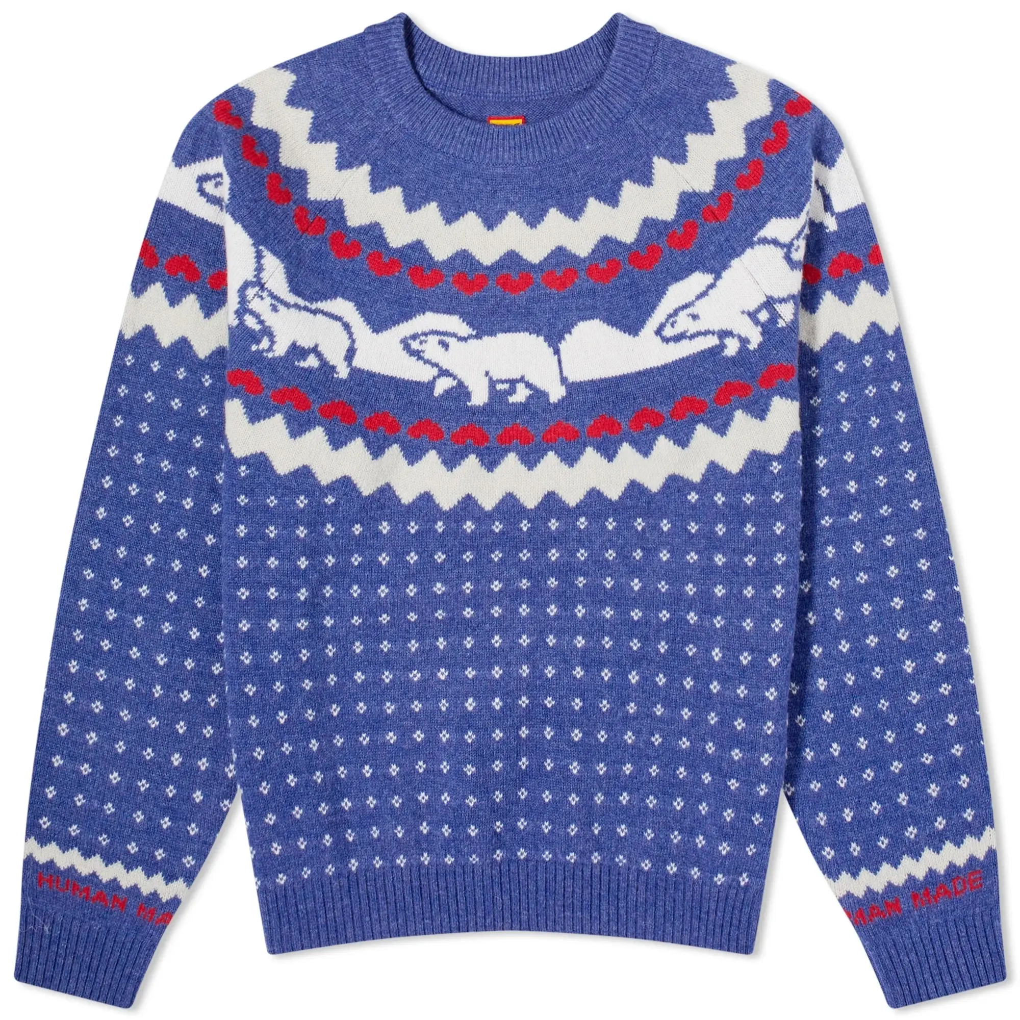 Human Made Men's Nordic Jacquard Knit Sweater Blue