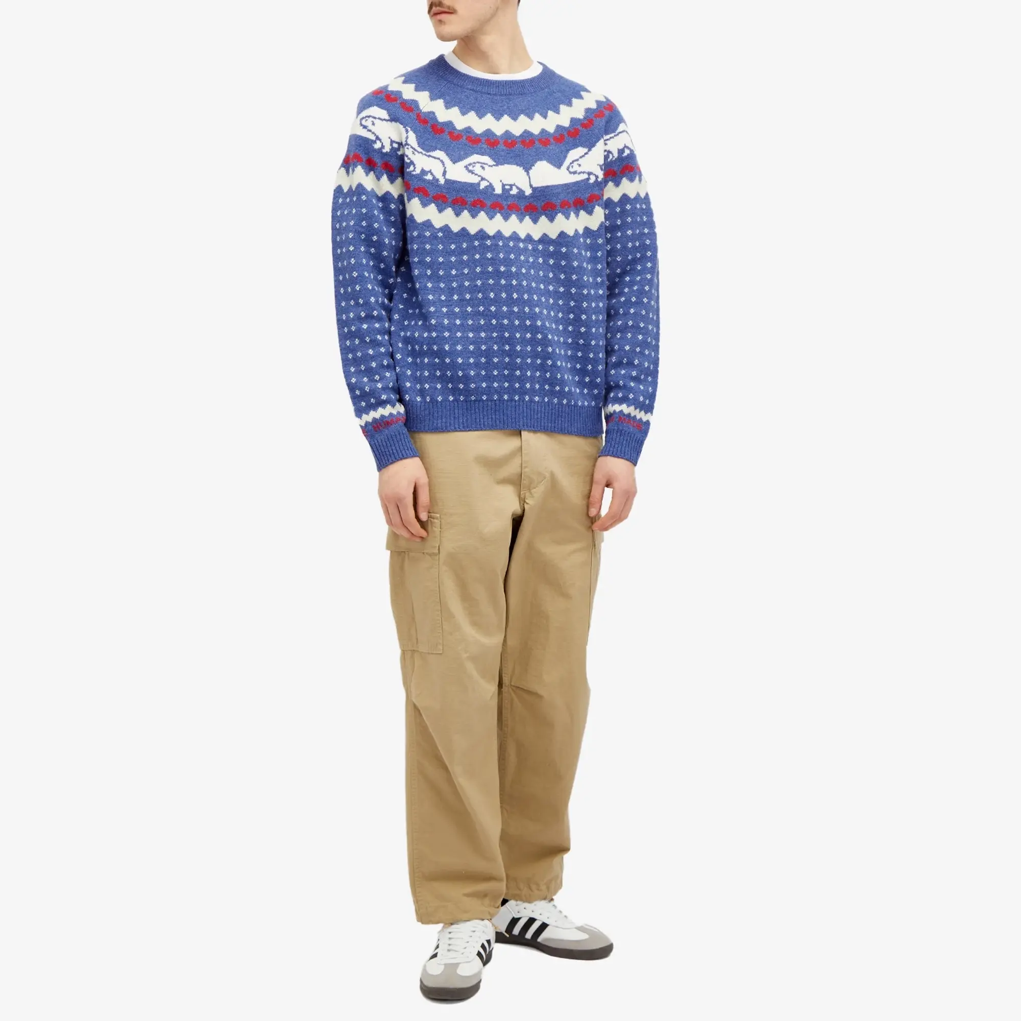 Human Made Men's Nordic Jacquard Knit Sweater Blue