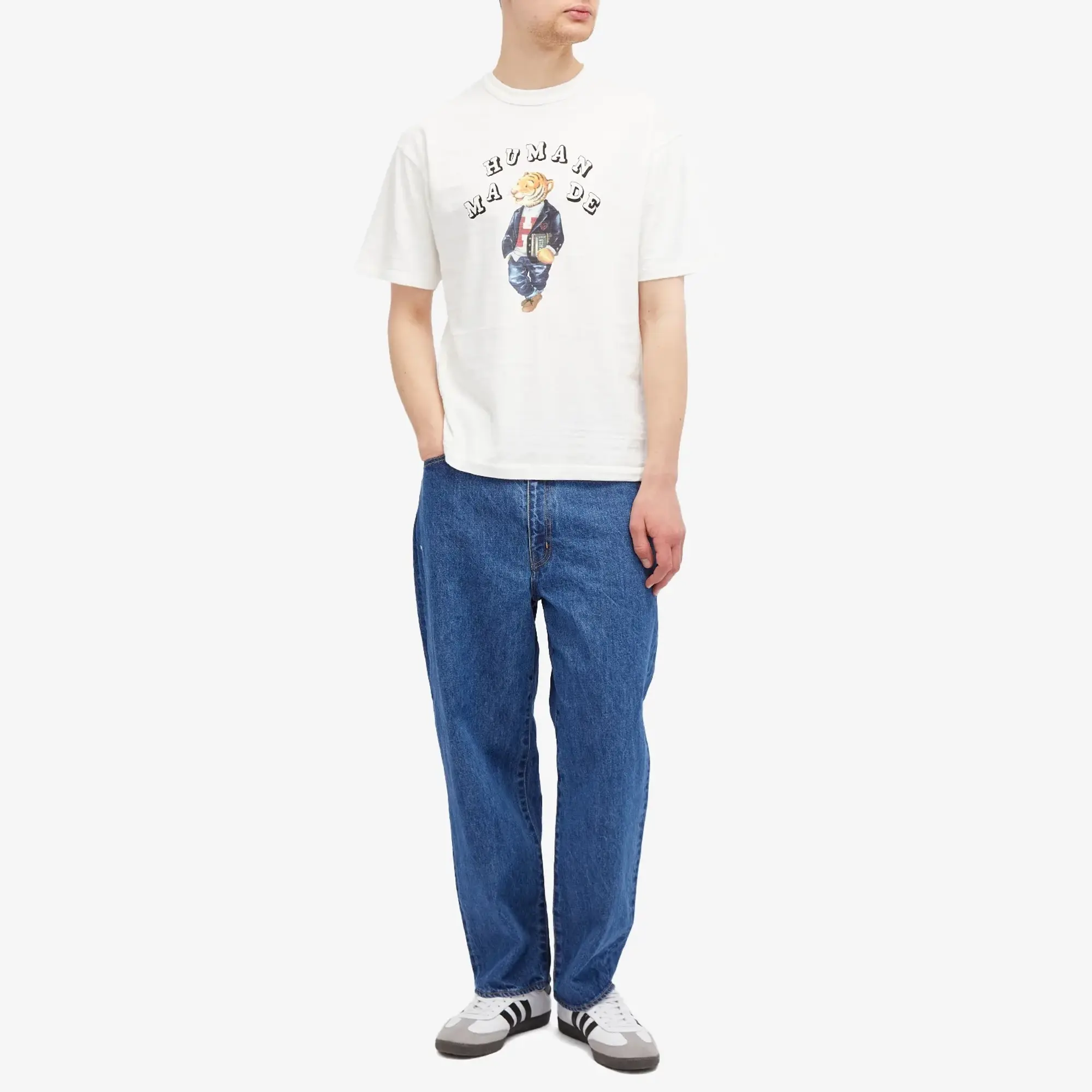 Human Made Men's Polo Tiger Bear White