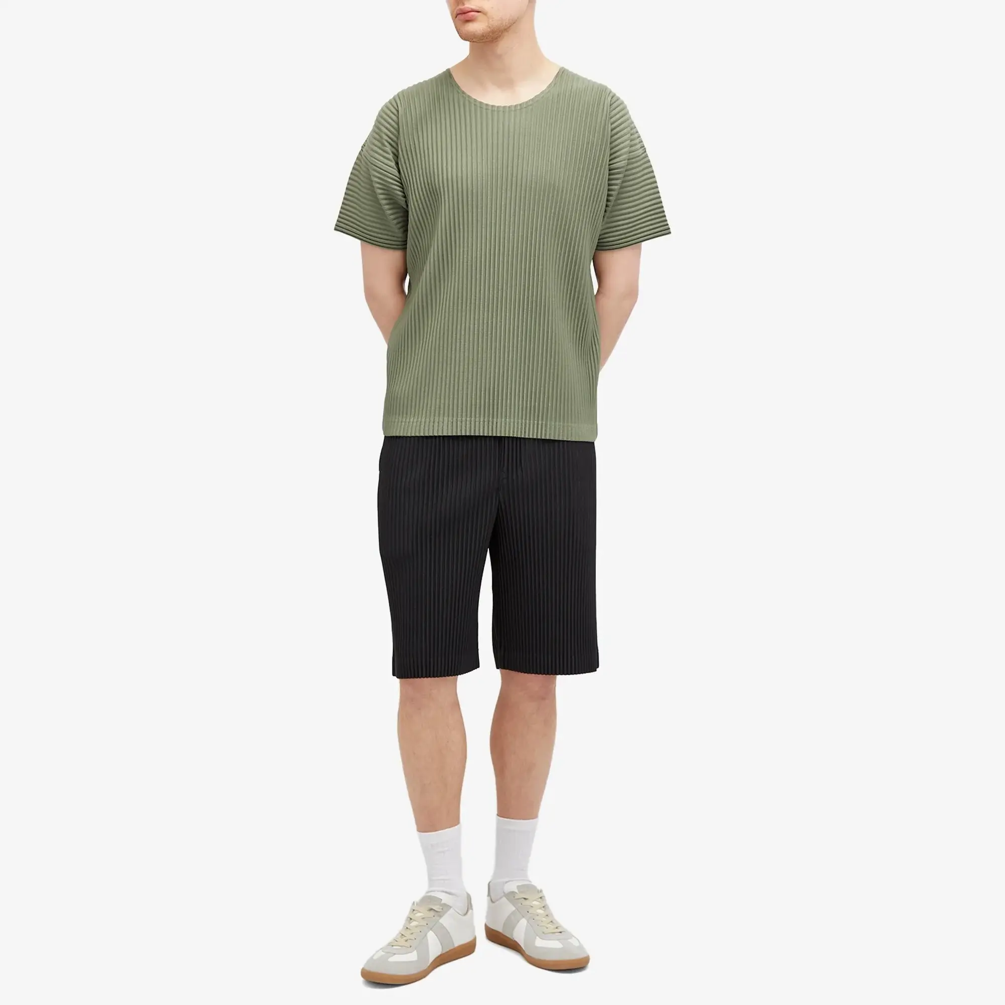 Homme Plissé Issey Miyake Men's Pleated T-Shirt Sage Green