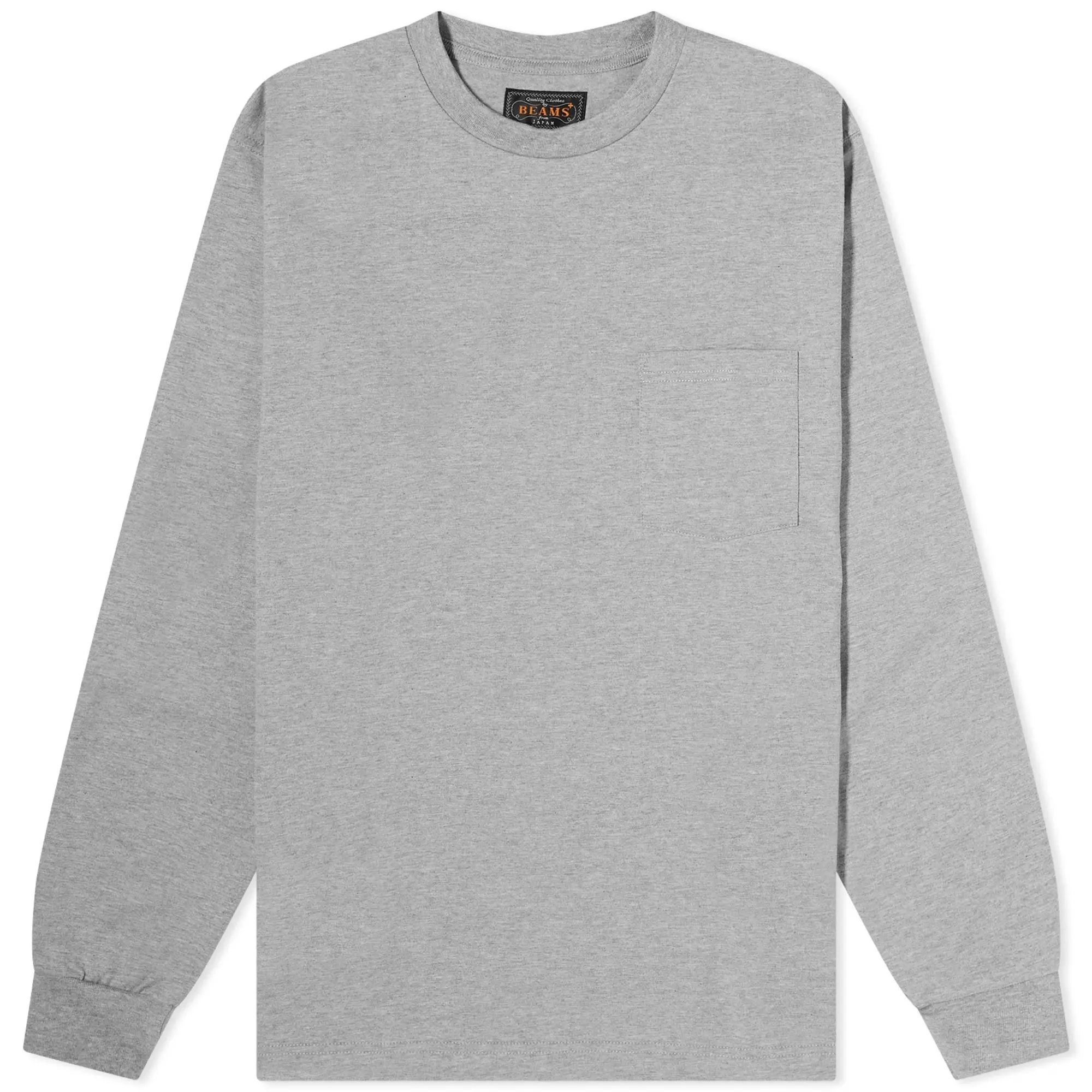 Beams Plus Men's Long Sleeve Pocket T-Shirt Heather Grey