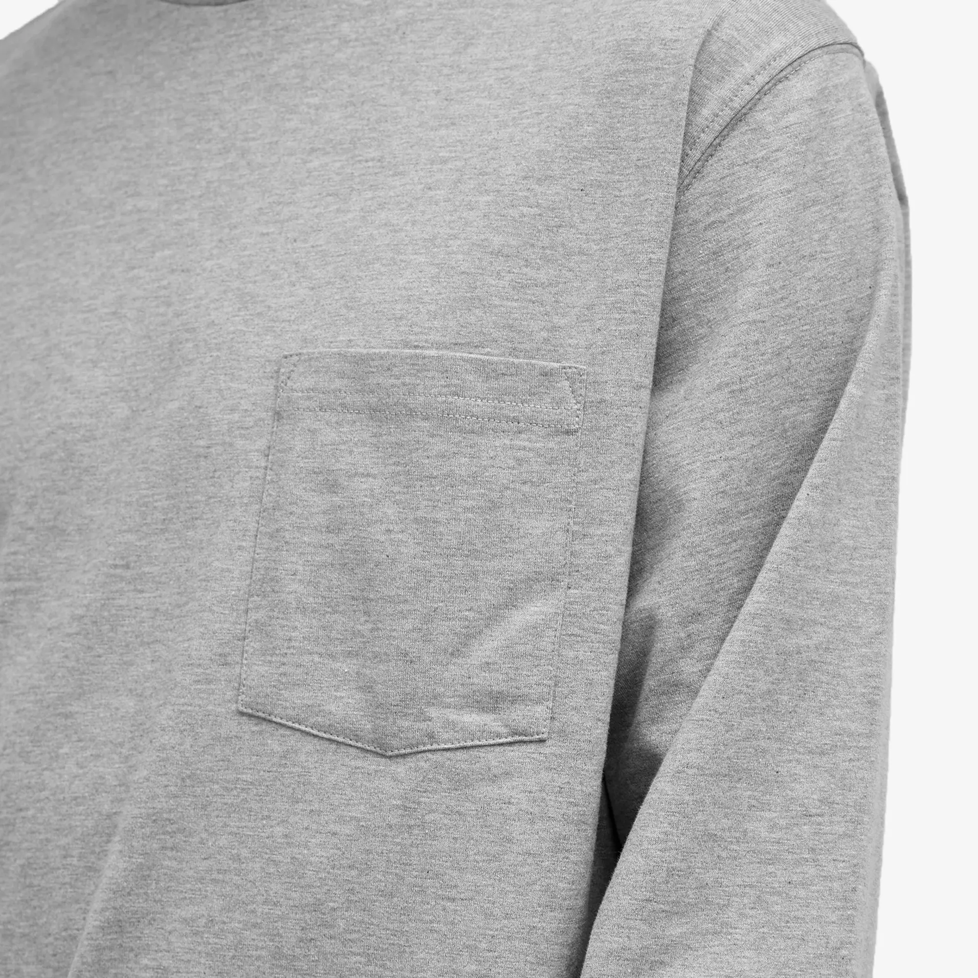 Beams Plus Men's Long Sleeve Pocket T-Shirt Heather Grey
