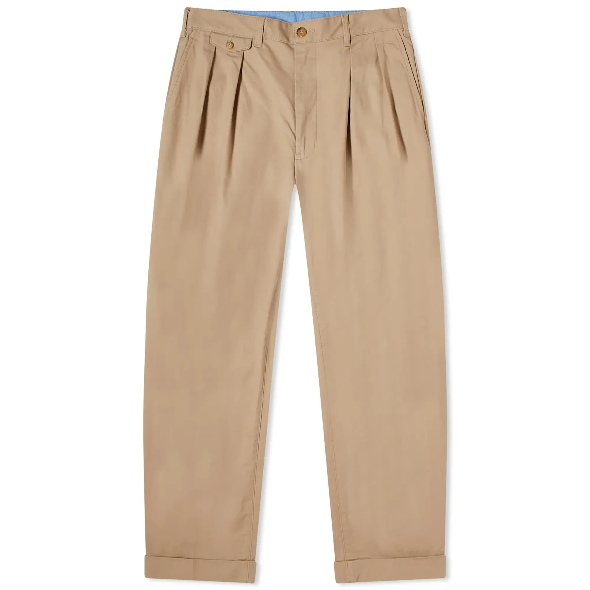 Beams Plus Men's 2 Pleat Chino Khaki