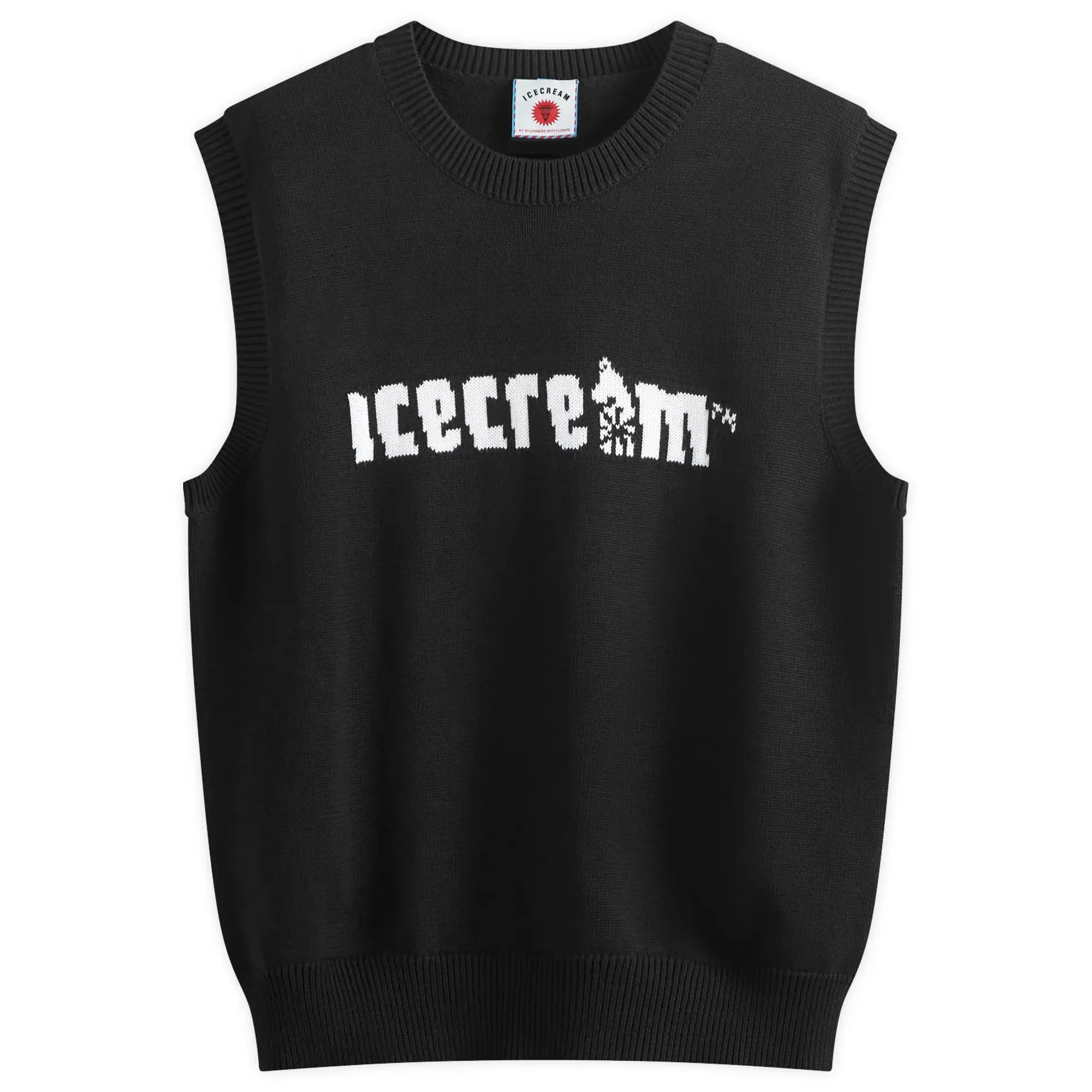ICECREAM Men's Straight Logo Knit Vest Black