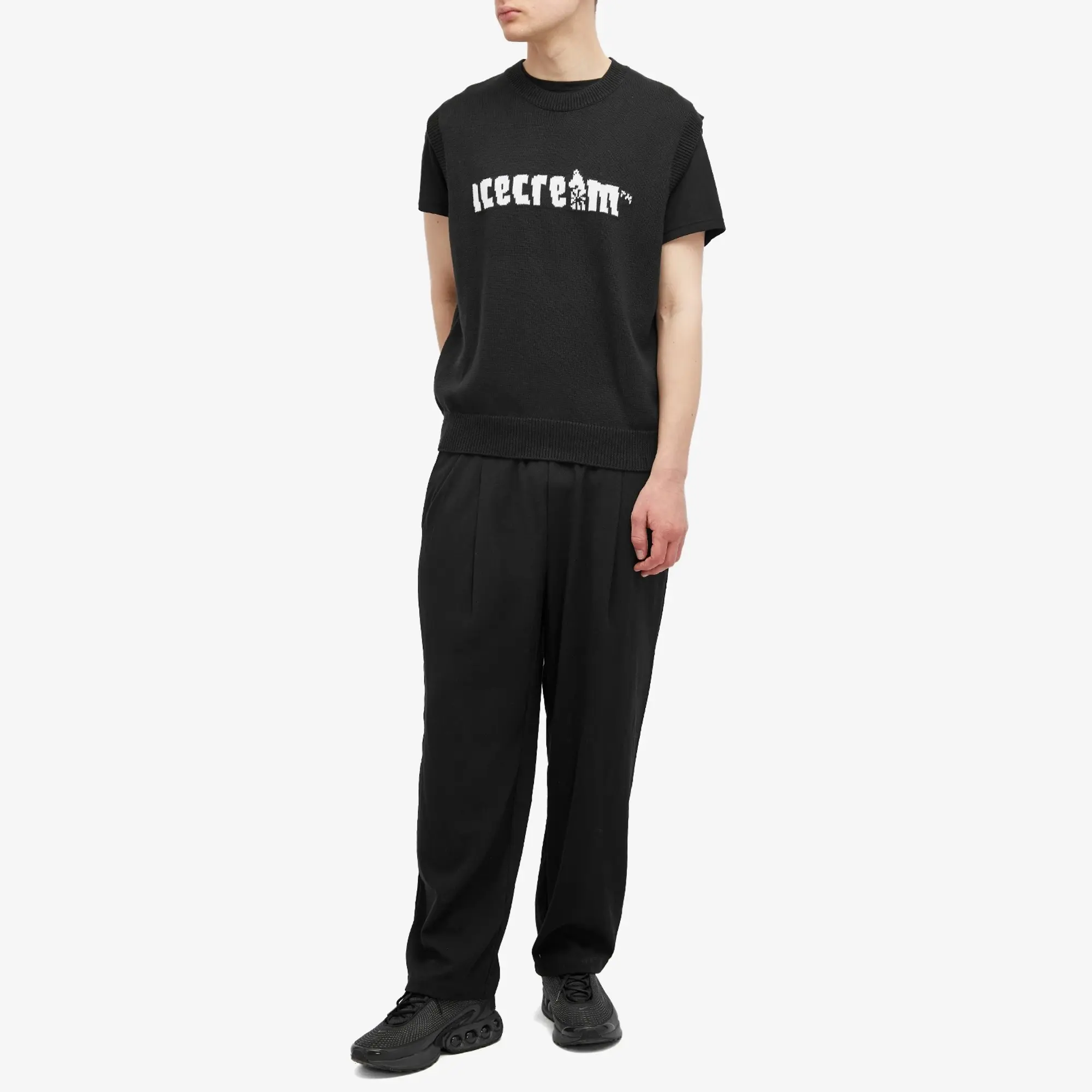 ICECREAM Men's Straight Logo Knit Vest Black