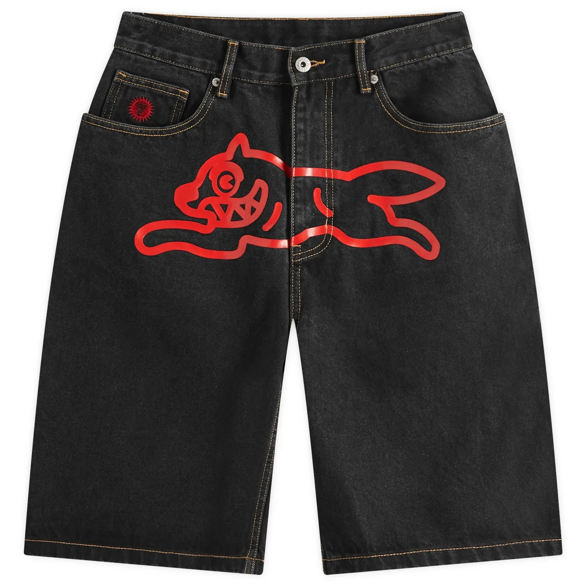 ICECREAM Running Dog Denim Shorts, Blue