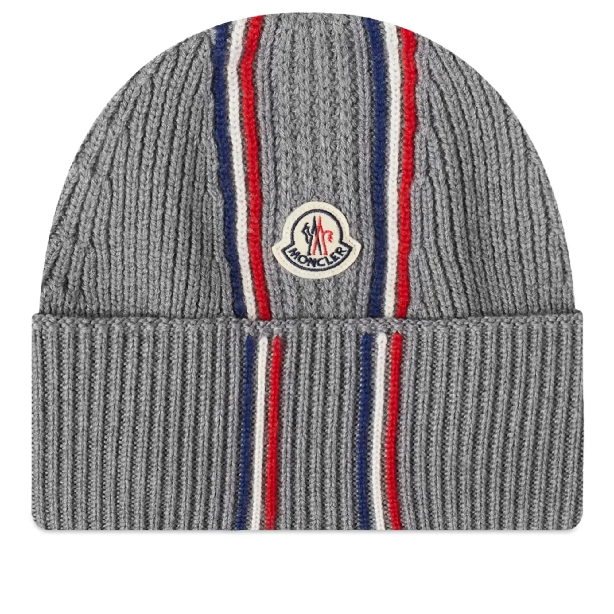 Moncler Men's Tricolour Beanie Grey | 3B000-M1131-36-981 | FOOTY.COM