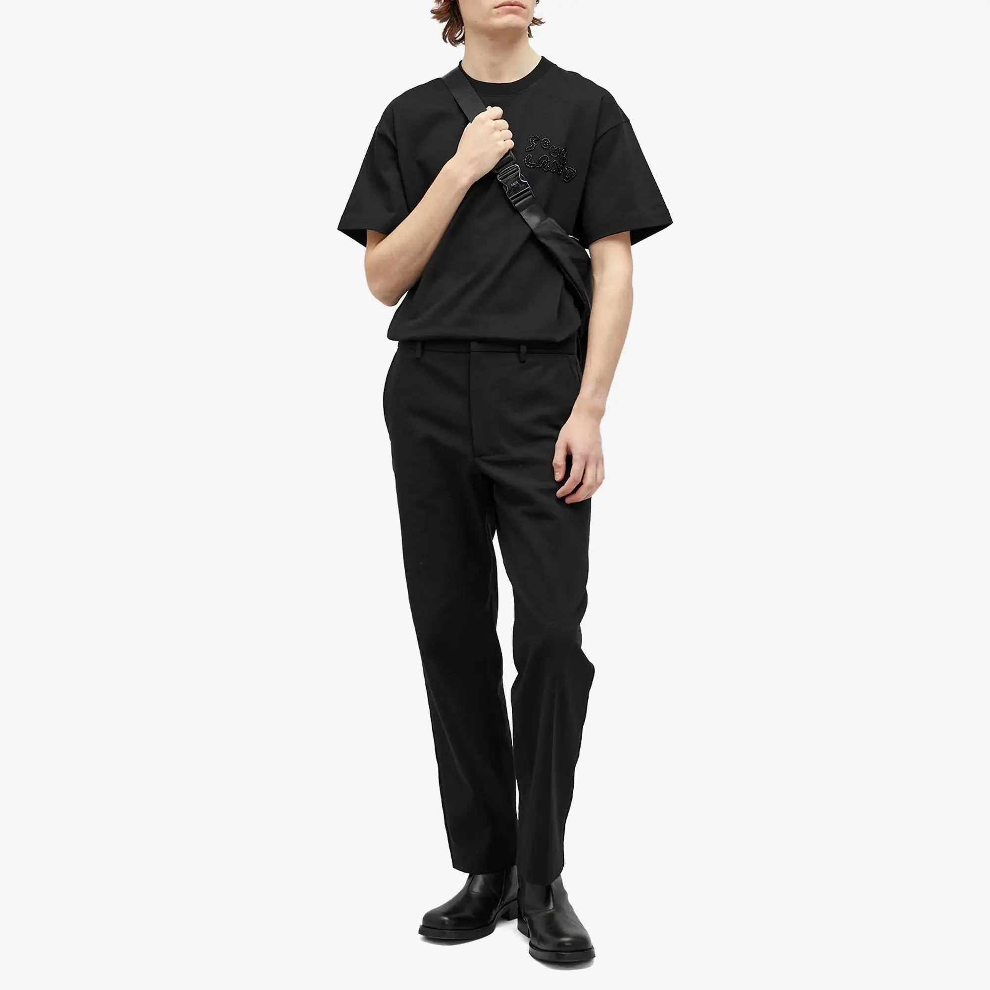 Soulland Men's Kai Beaded Logo T-Shirt Black