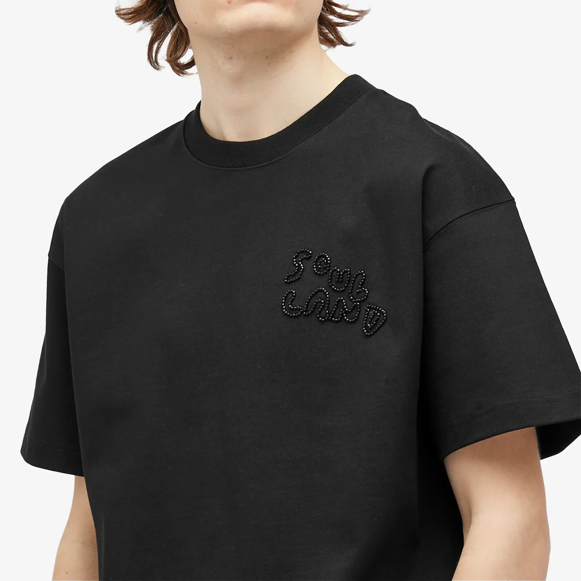 Soulland Men's Kai Beaded Logo T-Shirt Black