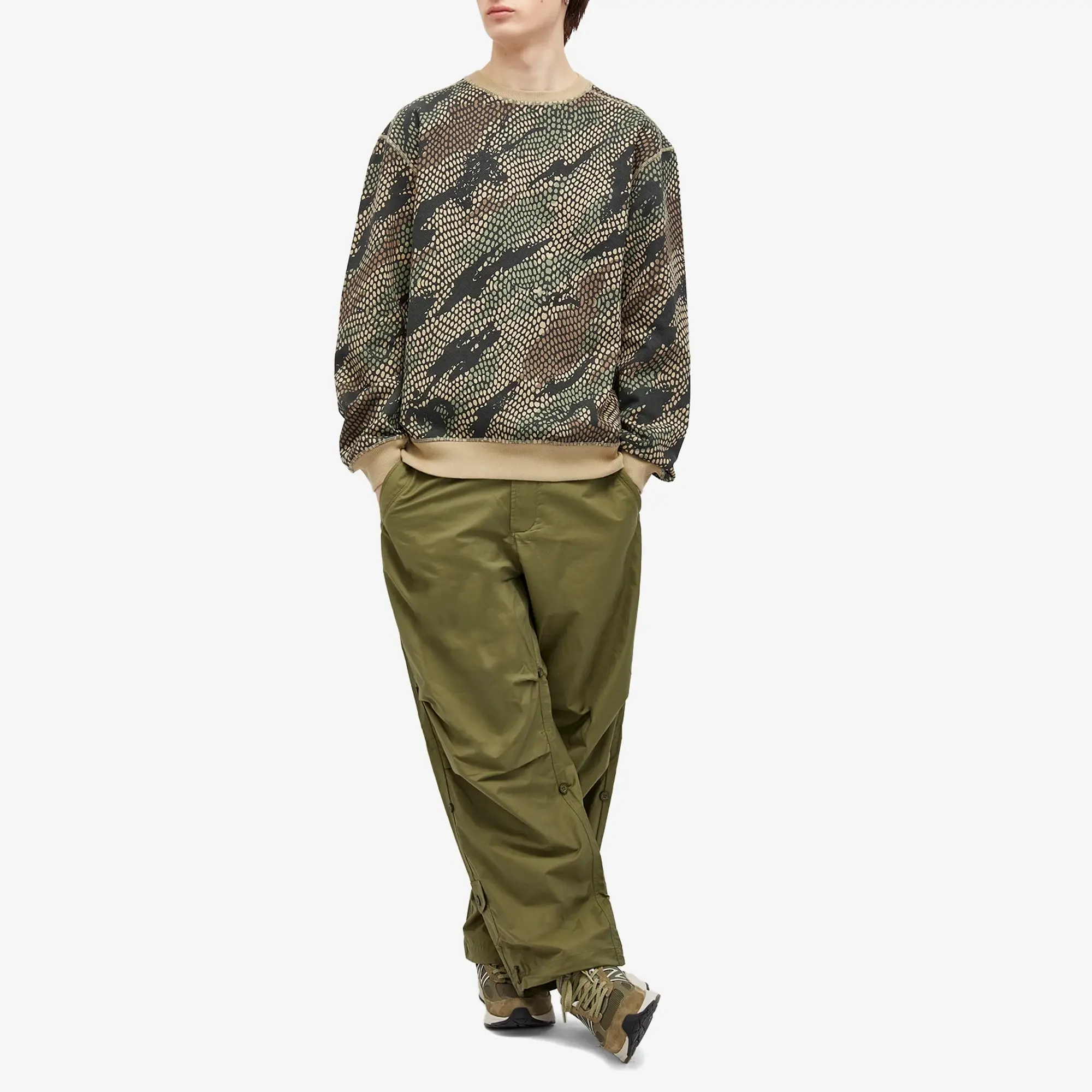 Maharishi Men's Organic Camo Crew Sweatshirt Woodland