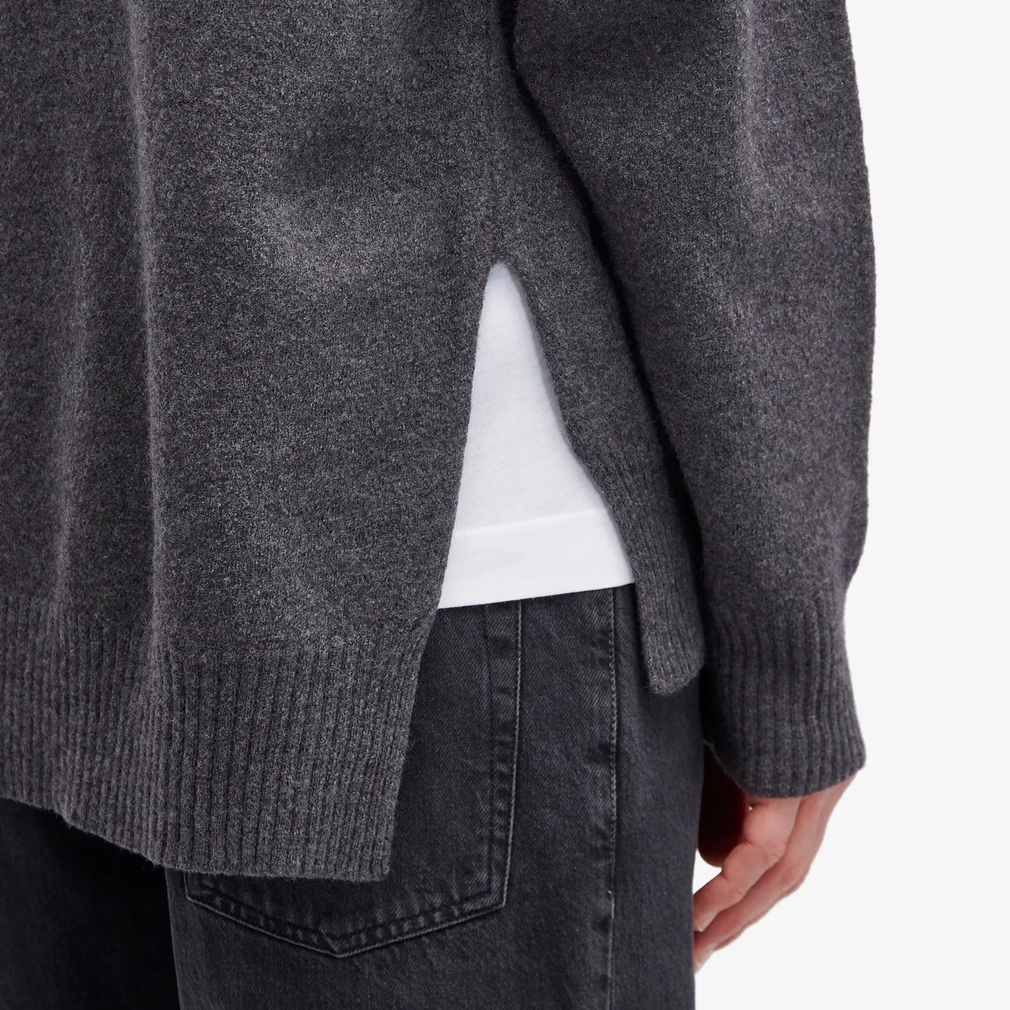 Asics Jil Sander Men's Split Detail Crew Neck Jumper Ash Grey