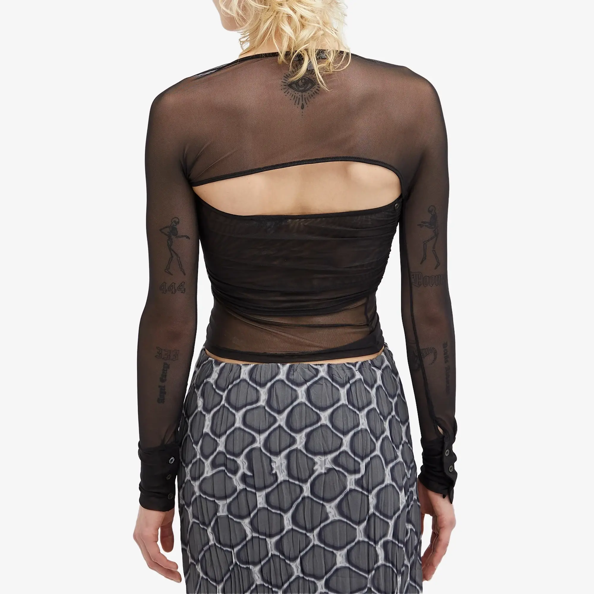 Miaou Women's Iris Long Sleeve Mesh Top Black