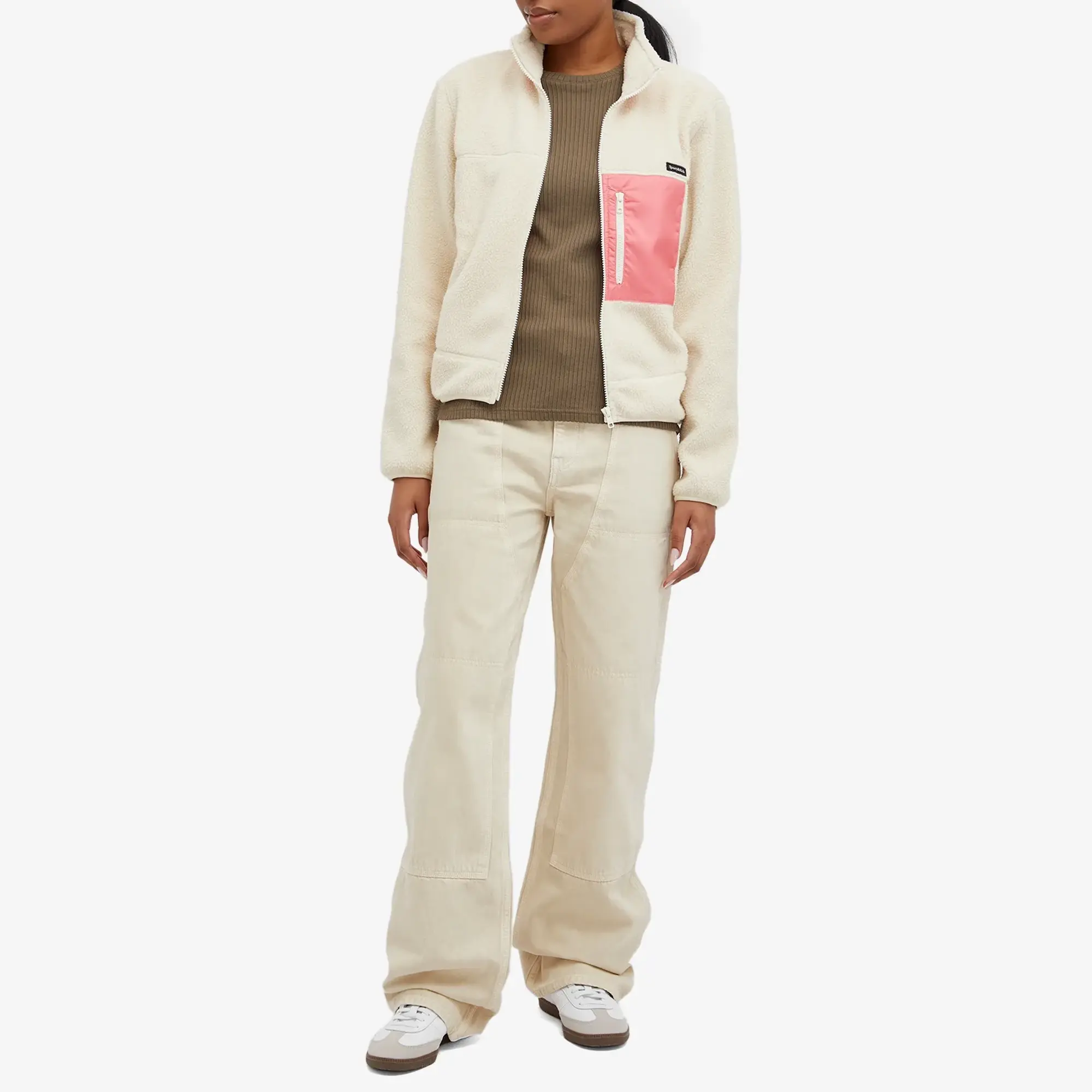 Sporty & Rich Women's Zipped Sherpa Jacket Cream