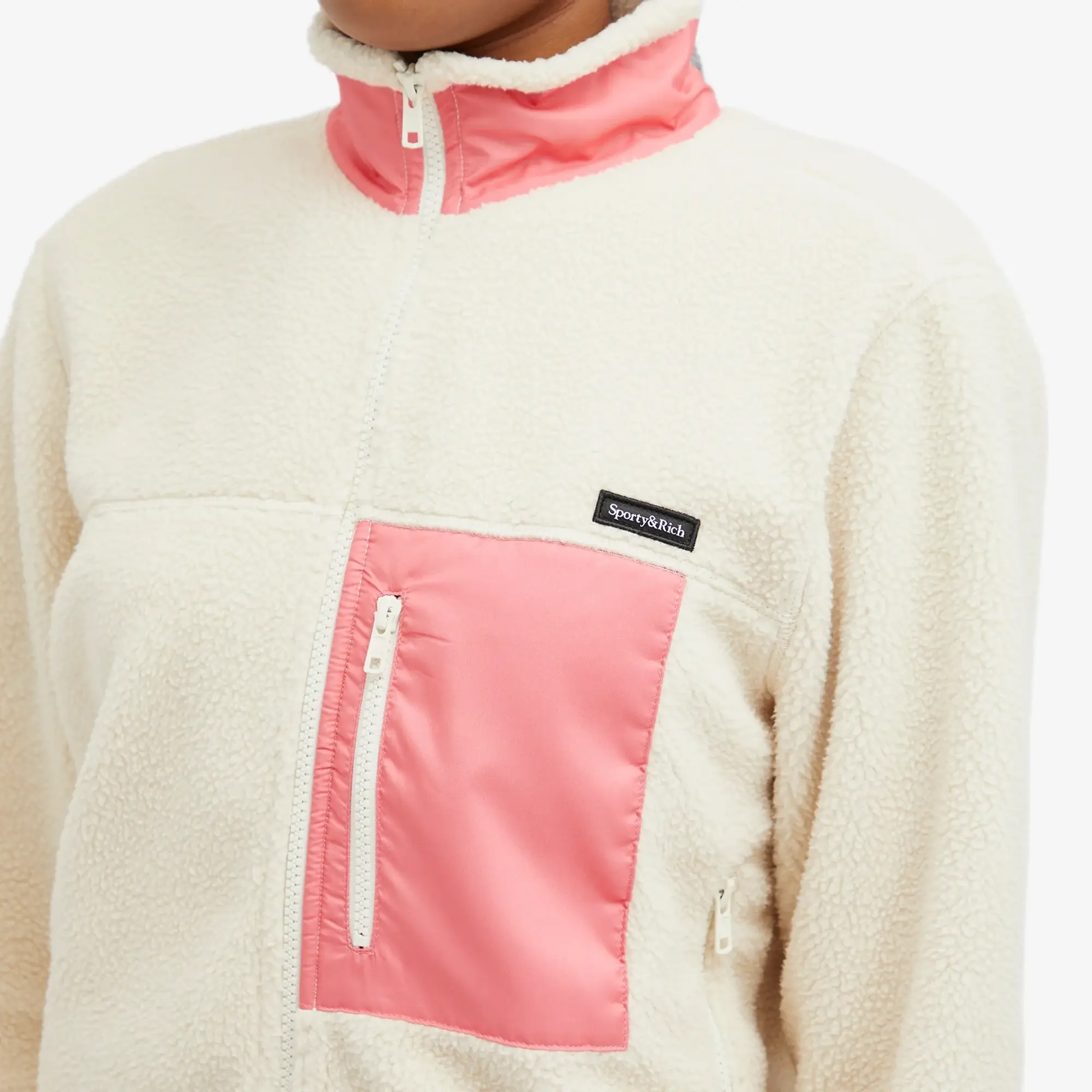 Sporty & Rich Women's Zipped Sherpa Jacket Cream