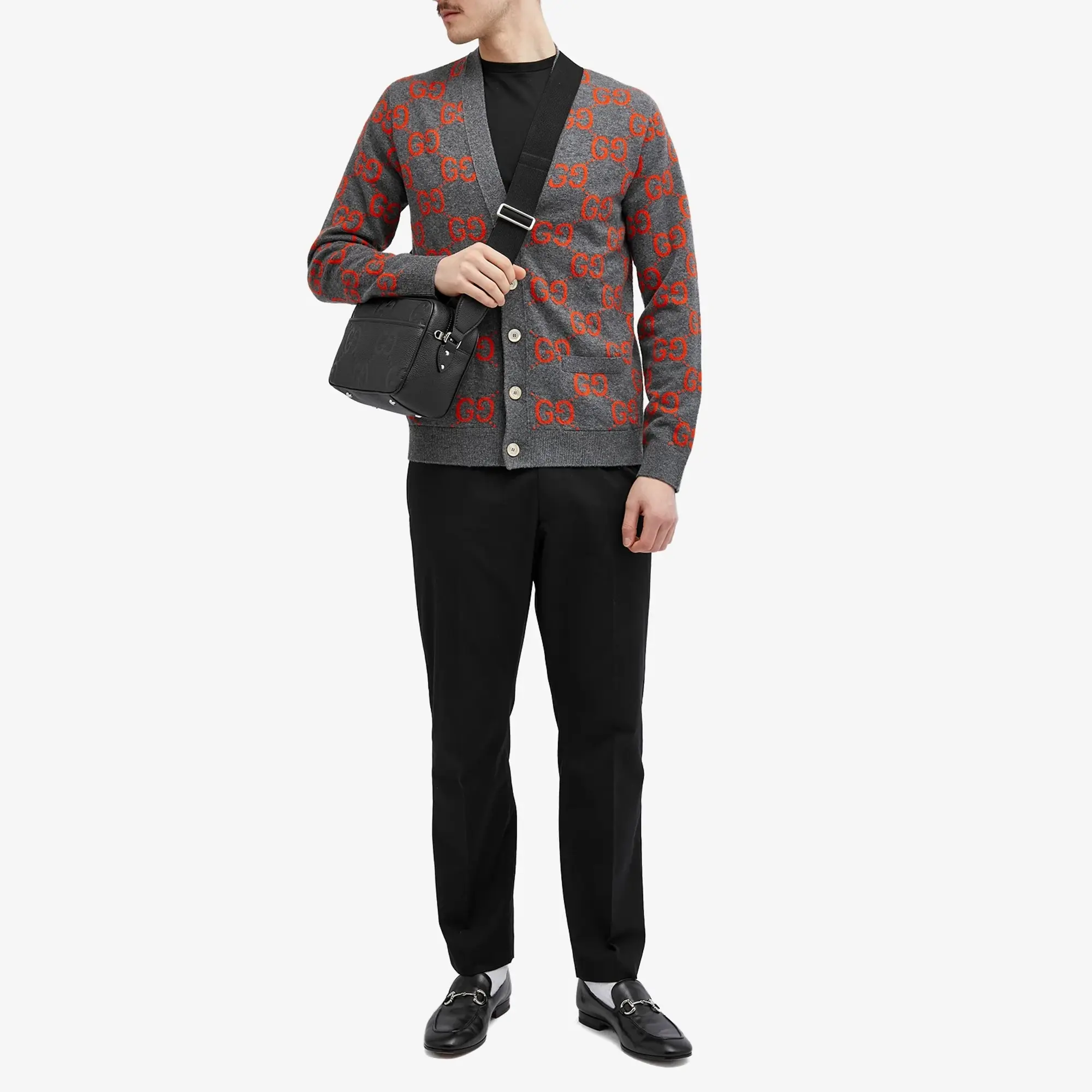 Gucci Men's Jumbo GG Camera Bag Black