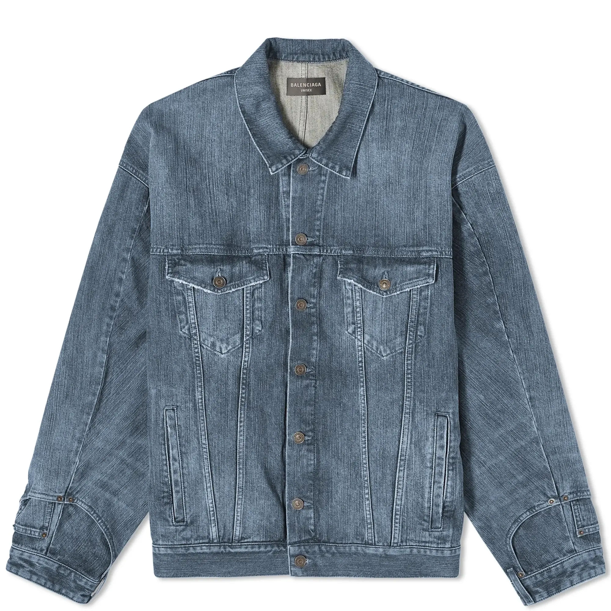 Balenciaga Men's Runway Deconstructed Denim Jacket Dark Ring