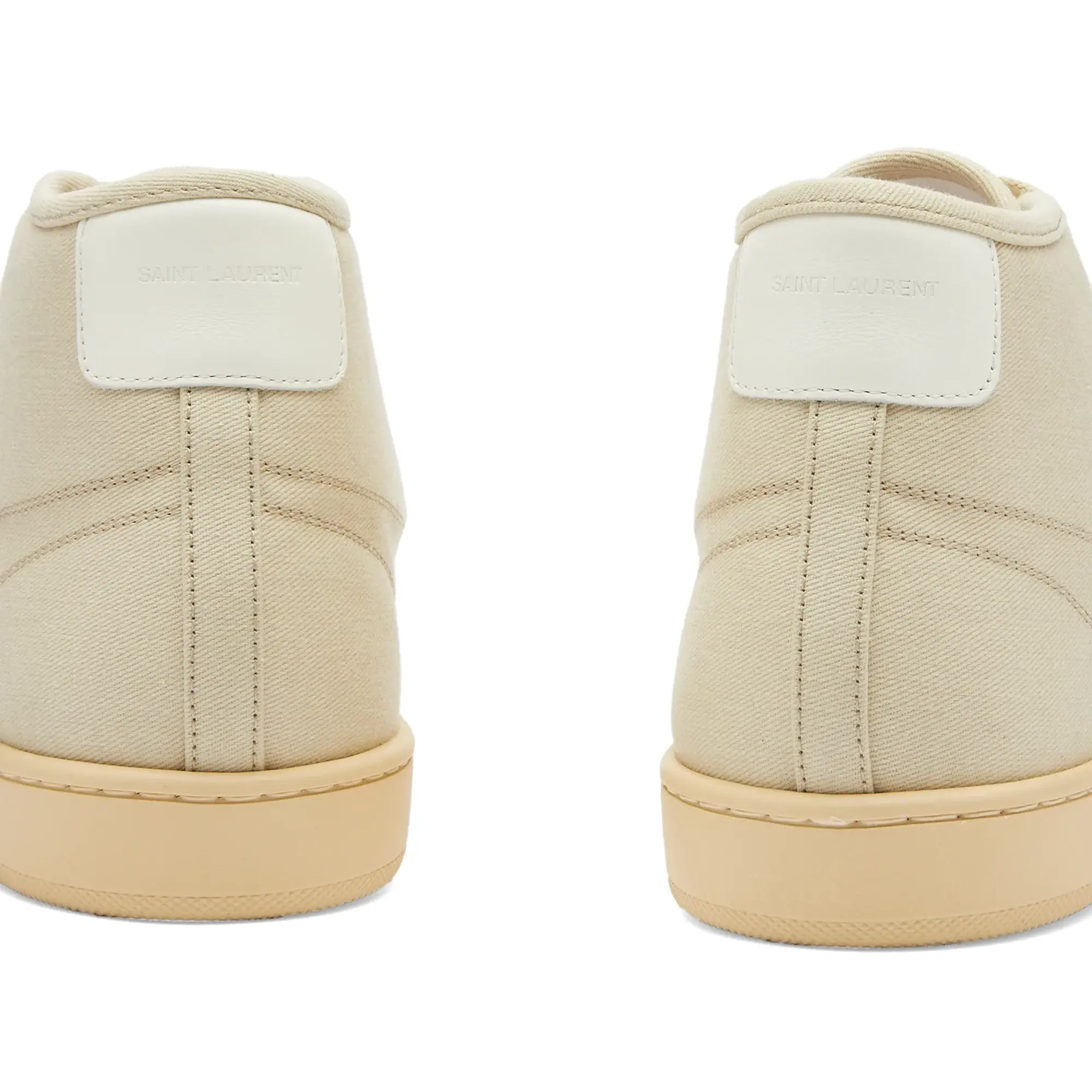 Saint Laurent Men's SL-39 Mid Top Sneaker Tan Beige/Coffee White