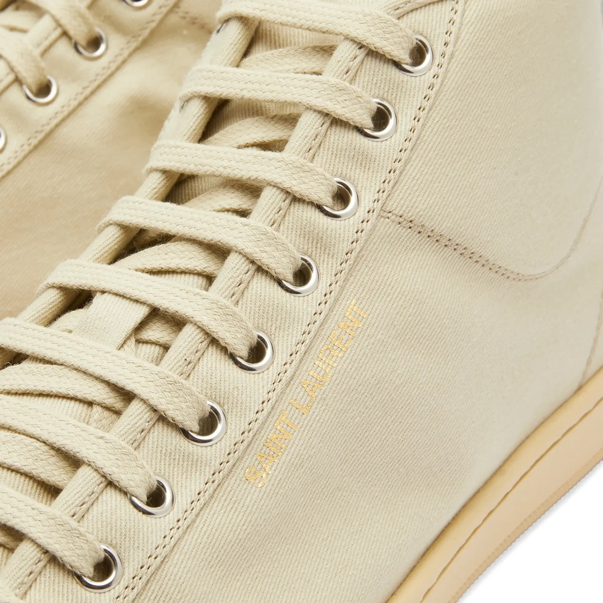 Saint Laurent Men's SL-39 Mid Top Sneaker Tan Beige/Coffee White