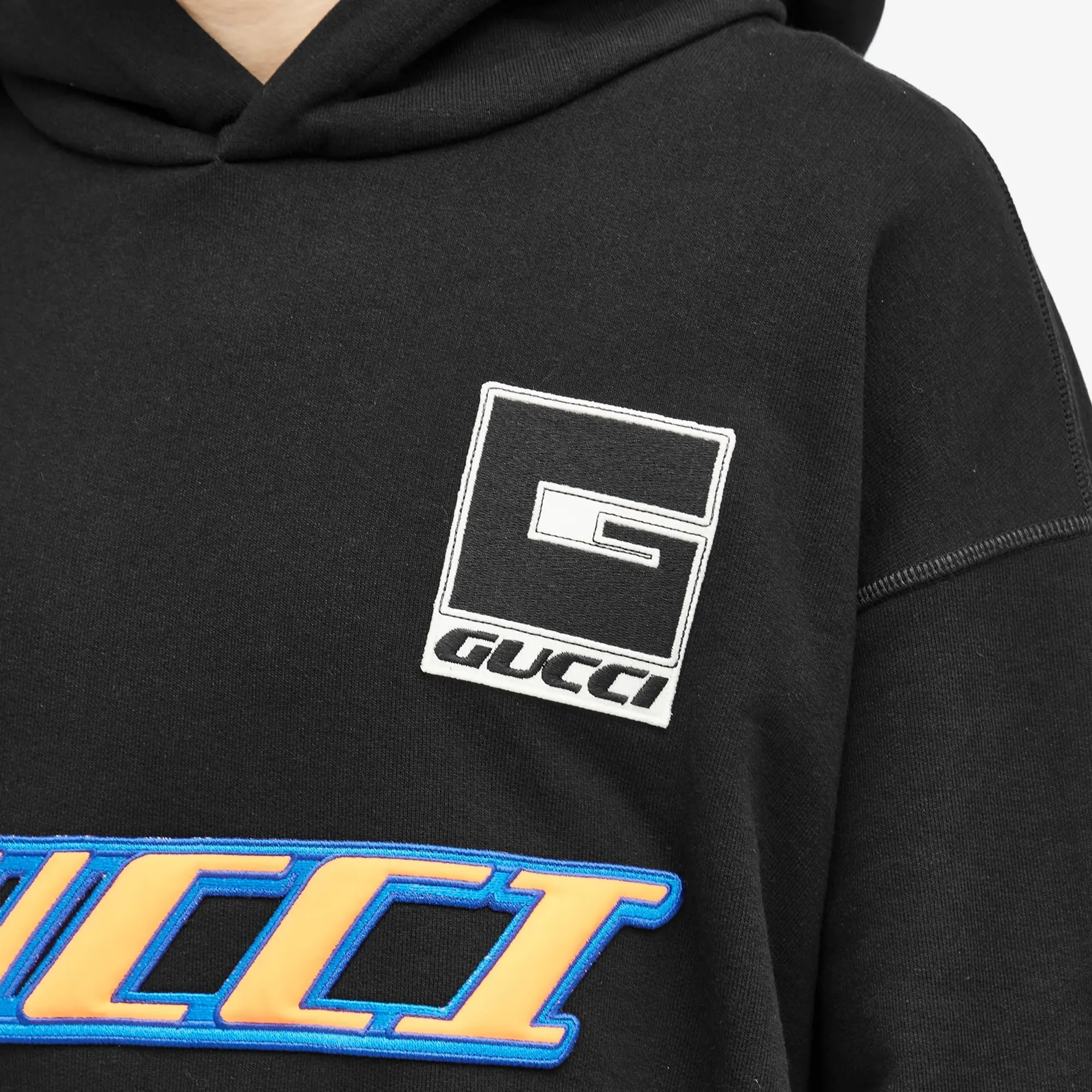 Gucci Men's Moto Logo Hoodie Black Multi