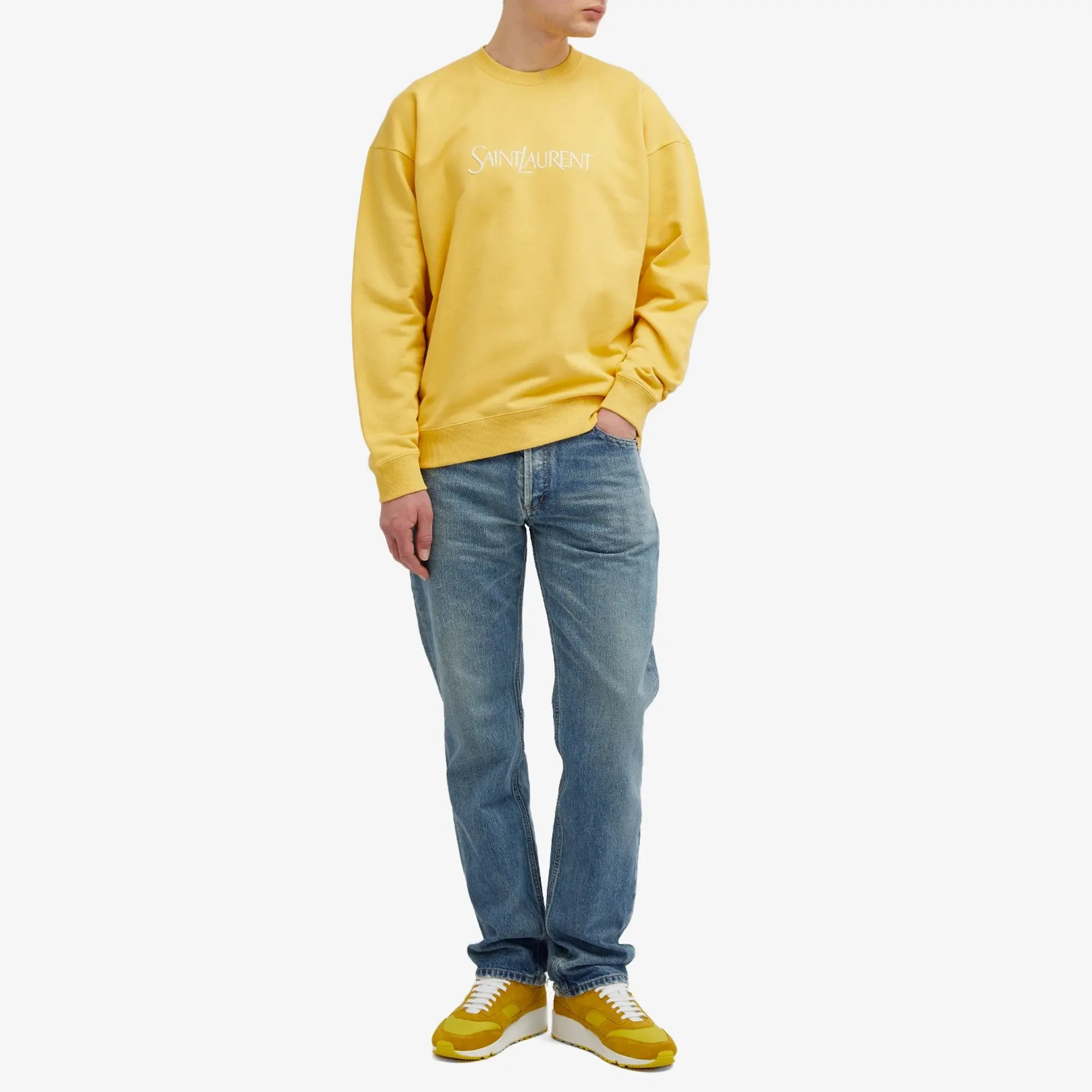 Saint Laurent Men's Logo Sweatshirt Yellow/Natural