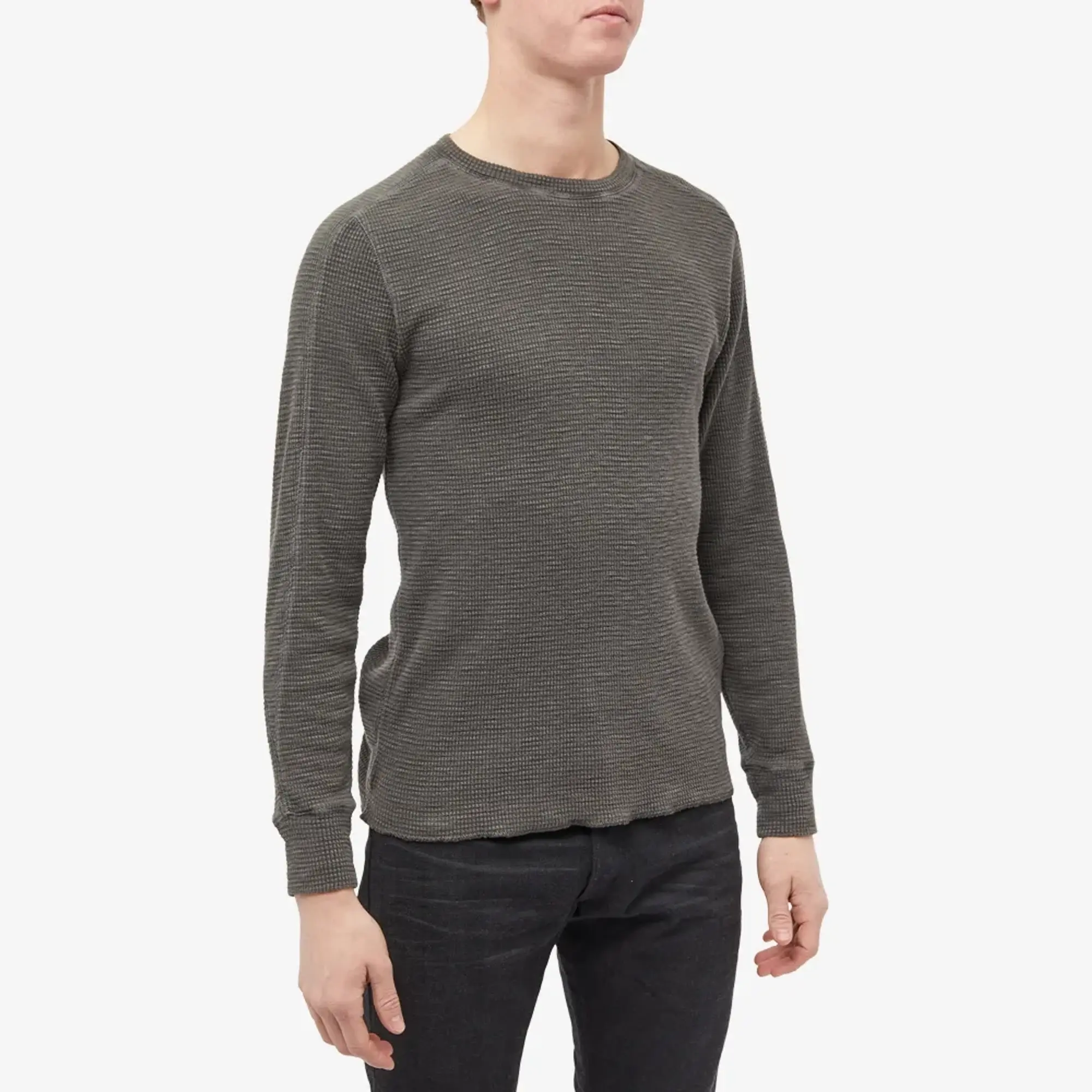 RRL Men's Long Sleeve T-Shirt Faded Black Canvas