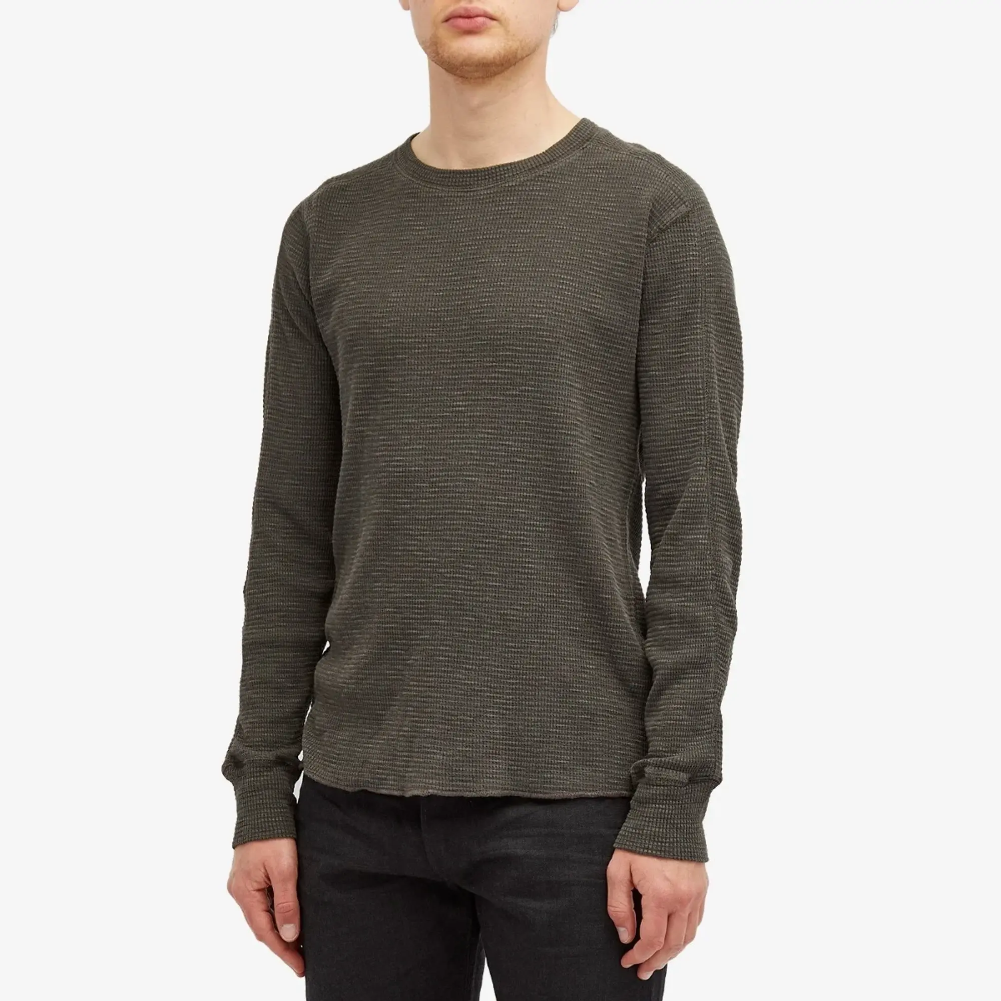 RRL Men's Long Sleeve T-Shirt Faded Black Canvas