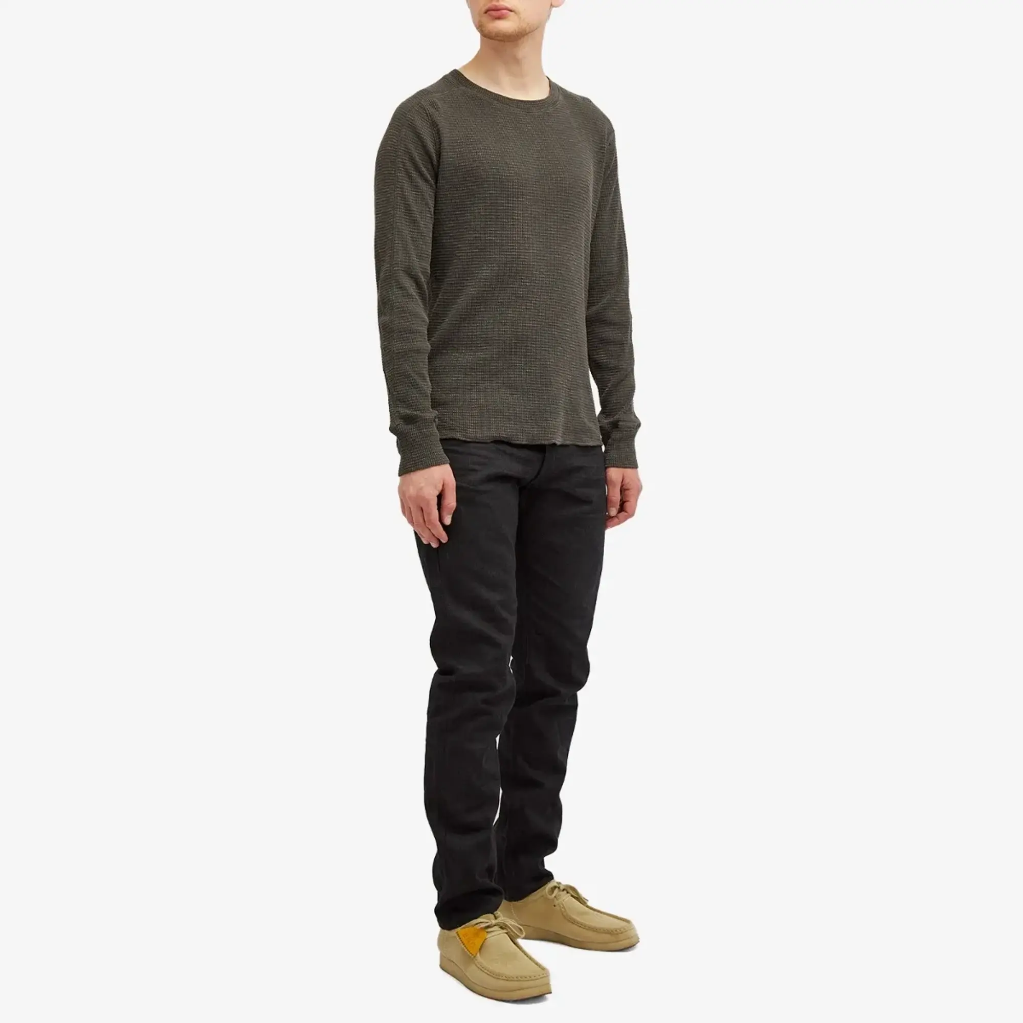 RRL Men's Long Sleeve T-Shirt Faded Black Canvas
