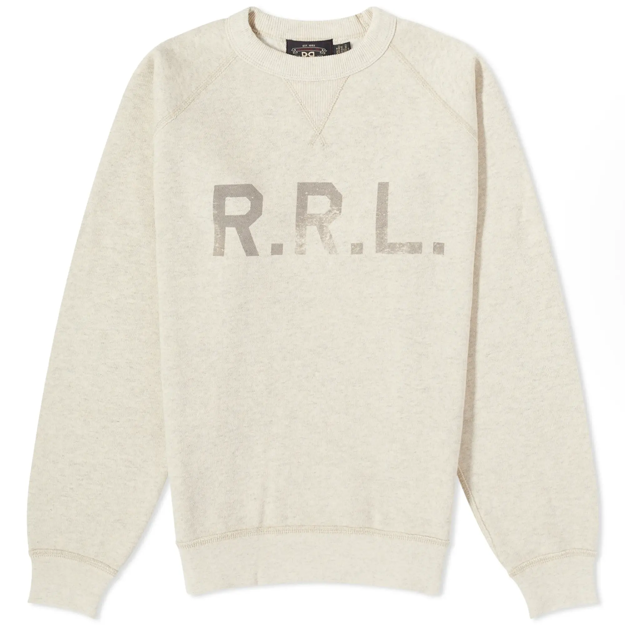 Ralph Lauren RRL Men's Graphic Logo Crew Sweat Oatmeal Heather