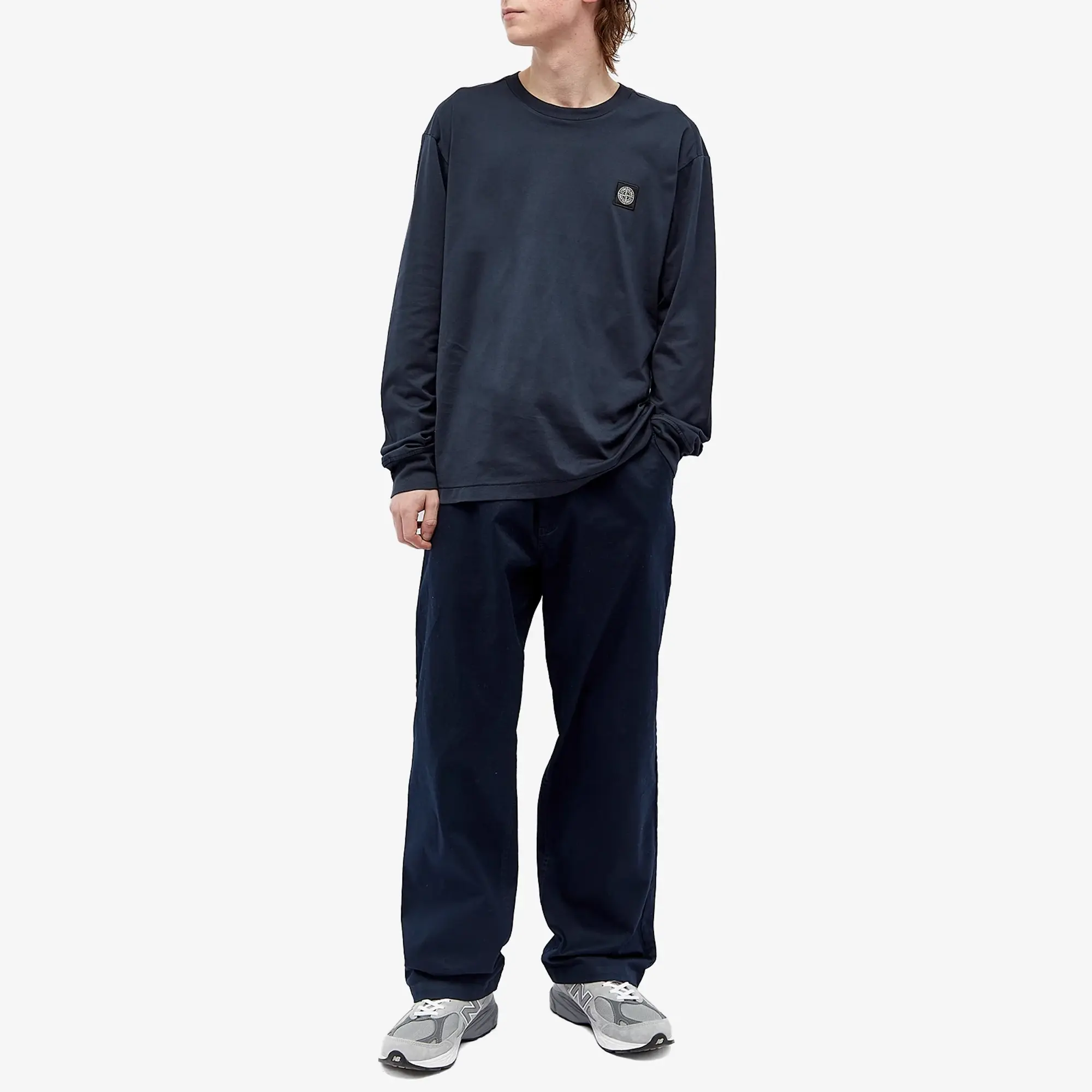 Stone Island Men's Long Sleeve Patch T-Shirt Navy Blue