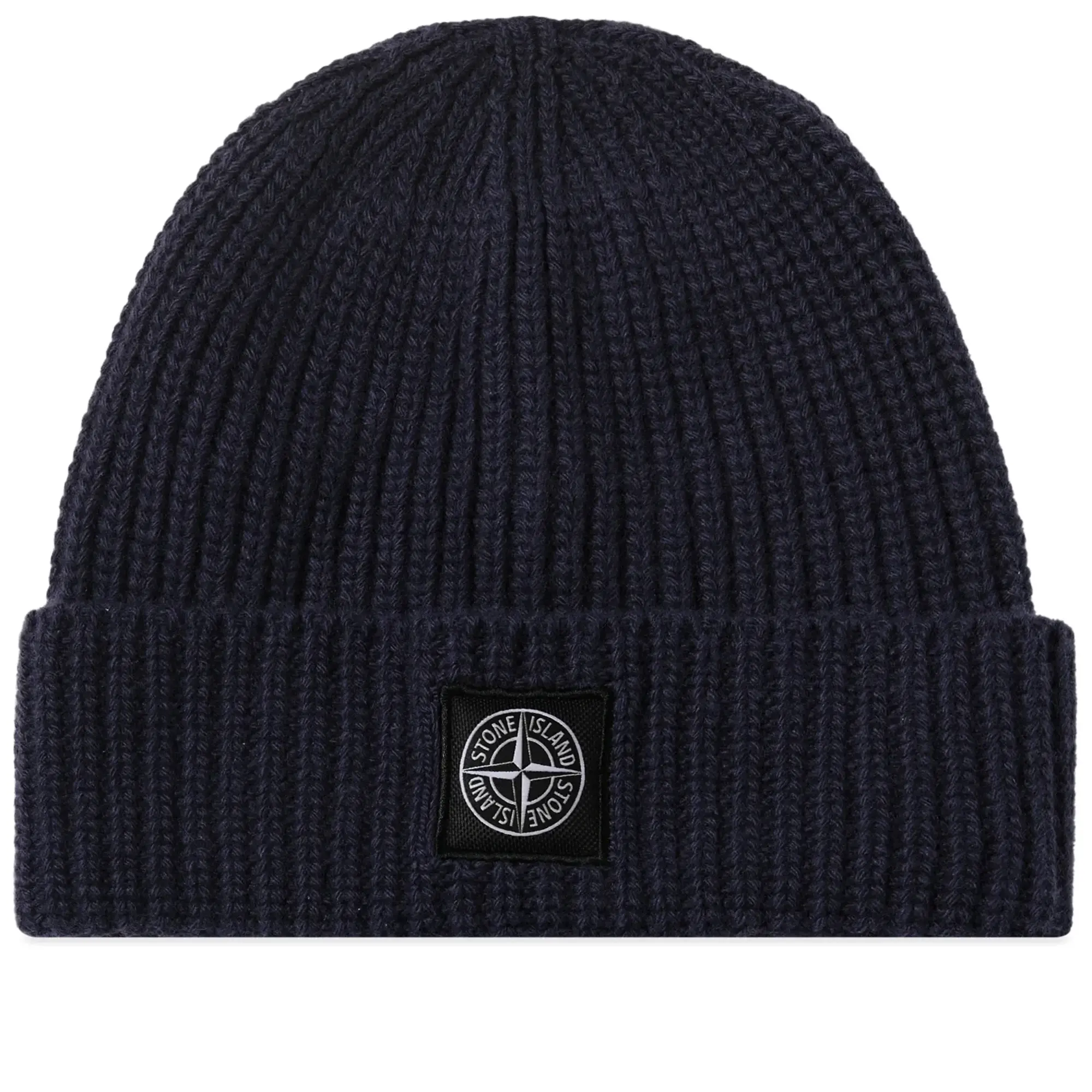 Stone Island Men's Wool Patch Beanie Hat Navy Blue