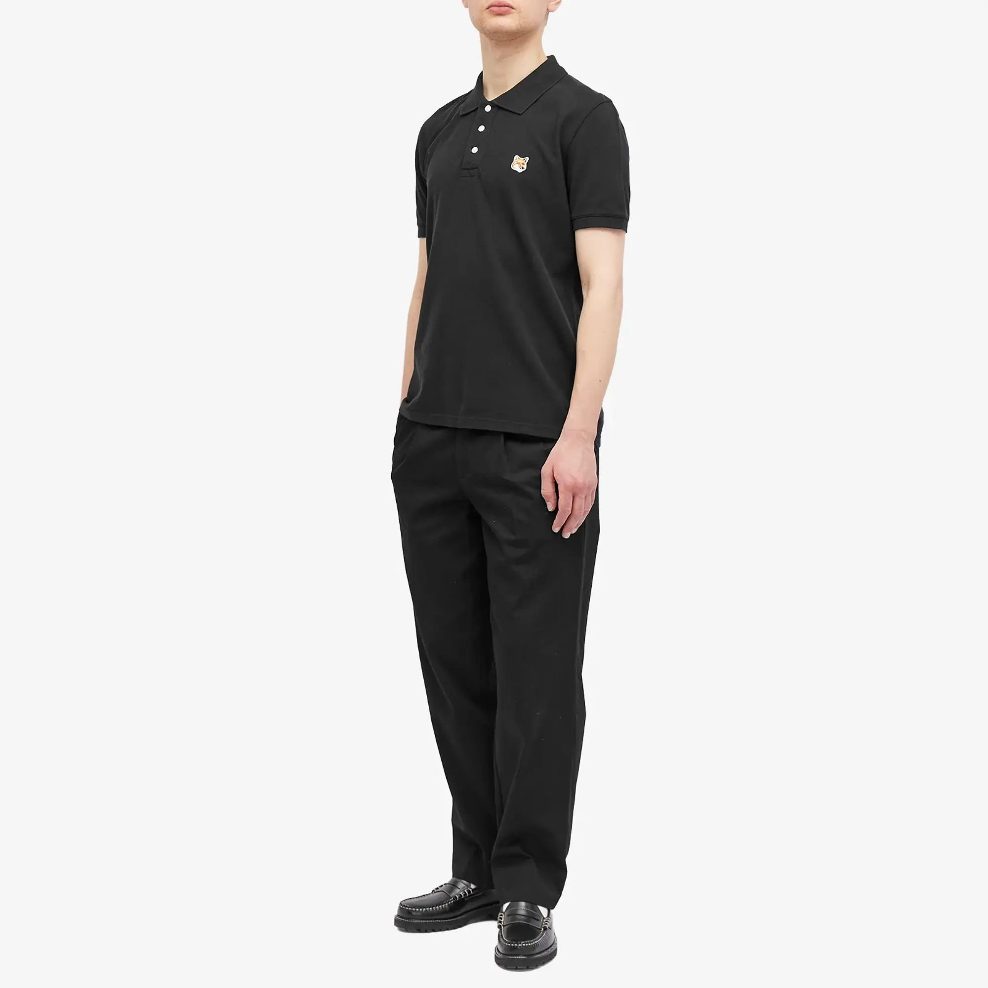Maison Kitsuné Maison Kitsune Fox Head Patch Regular Polo Black