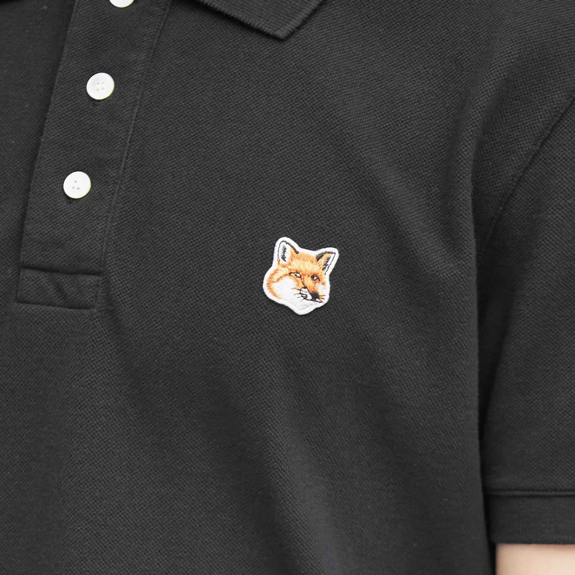 Maison Kitsuné Maison Kitsune Fox Head Patch Regular Polo Black