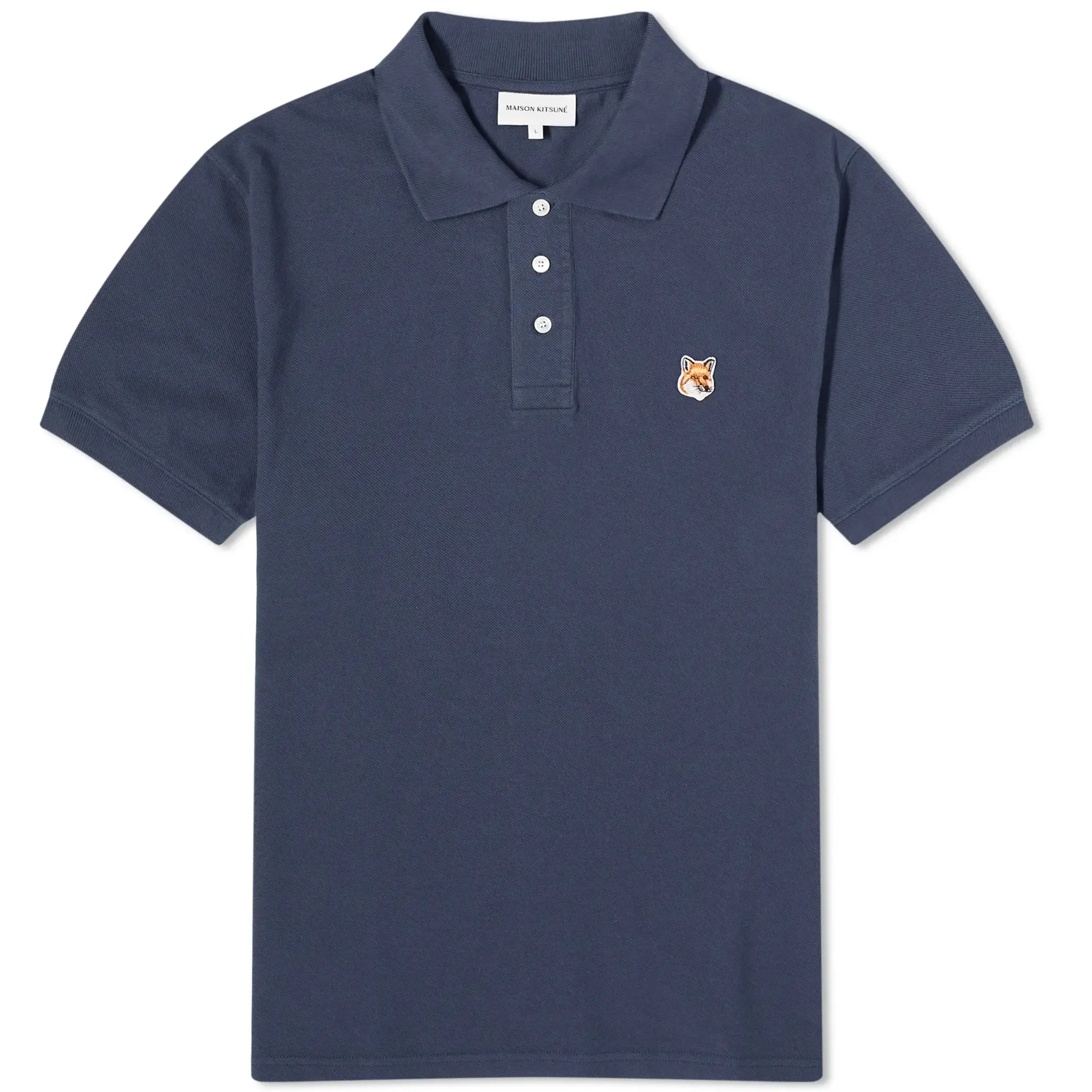 Maison Kitsuné Maison Kitsune Fox Head Patch Regular Polo Ink Blue