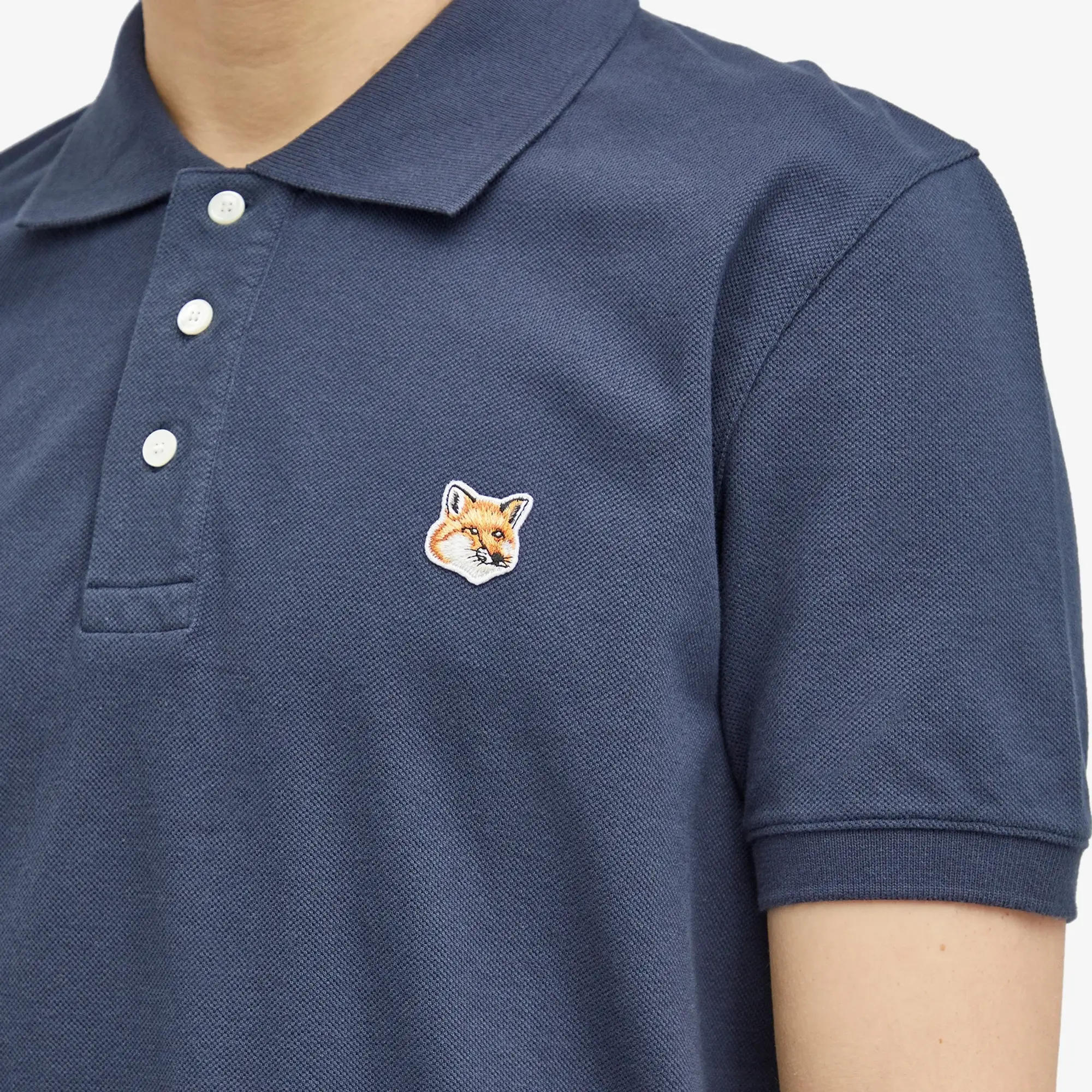 Maison Kitsuné Maison Kitsune Fox Head Patch Regular Polo Ink Blue