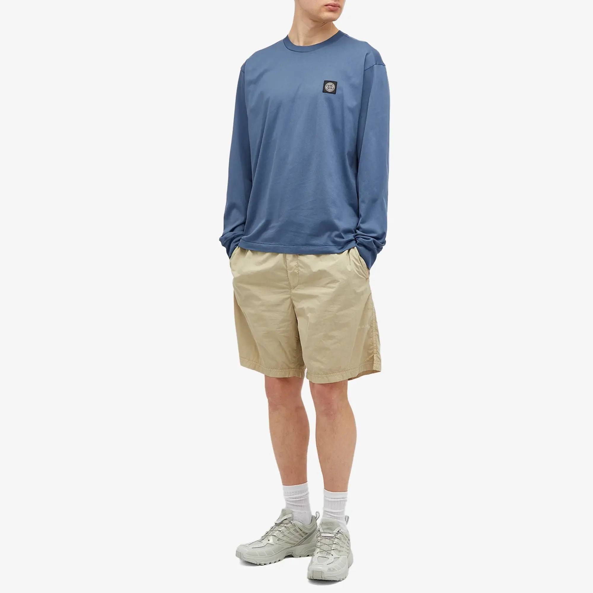 Stone Island Men's Long Sleeve Patch T-Shirt Grey Marl