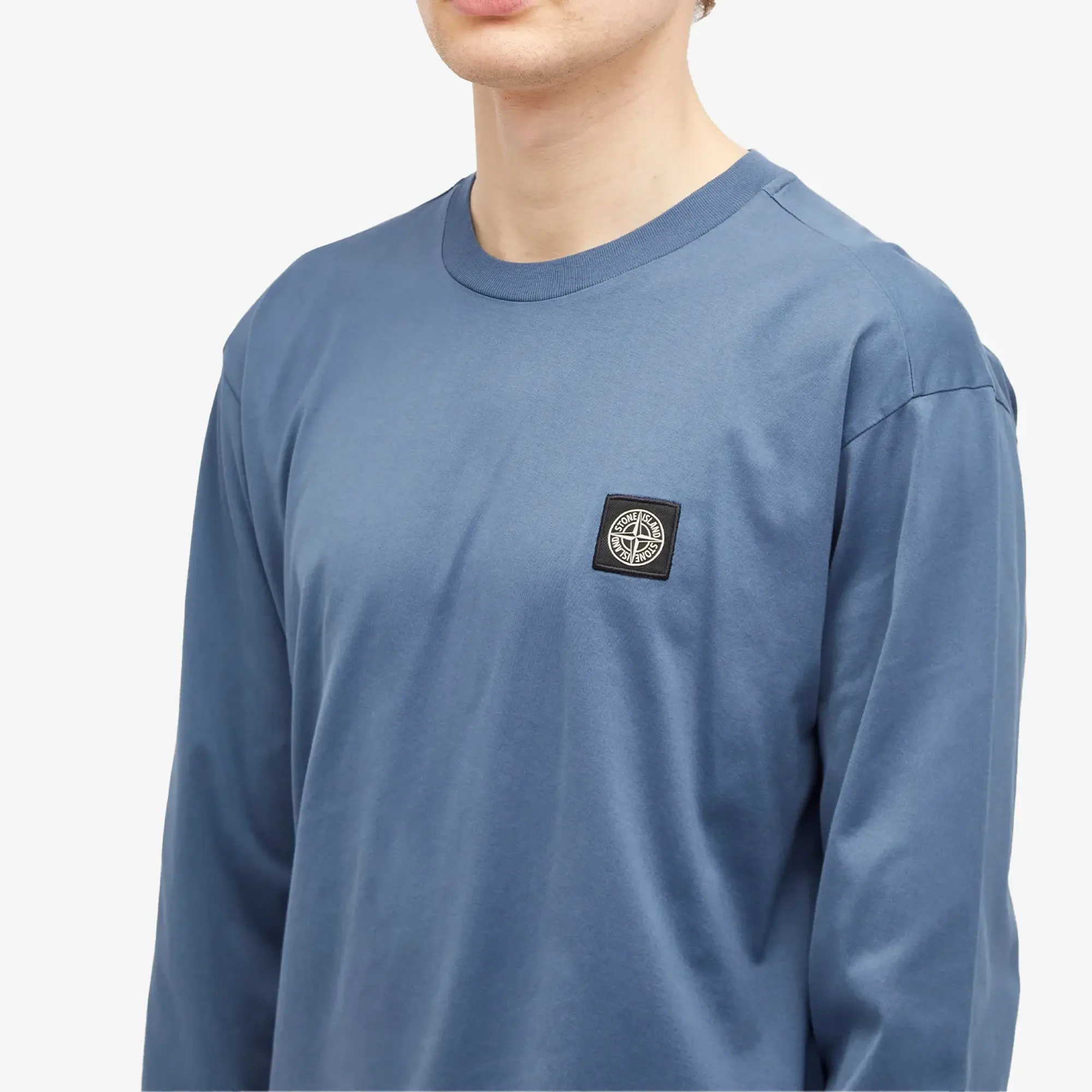 Stone Island Men's Long Sleeve Patch T-Shirt Grey Marl