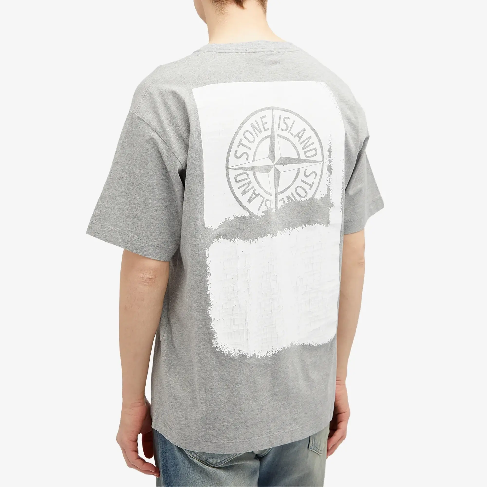 Stone Island Men's Scratched Print T-Shirt Grey Marl