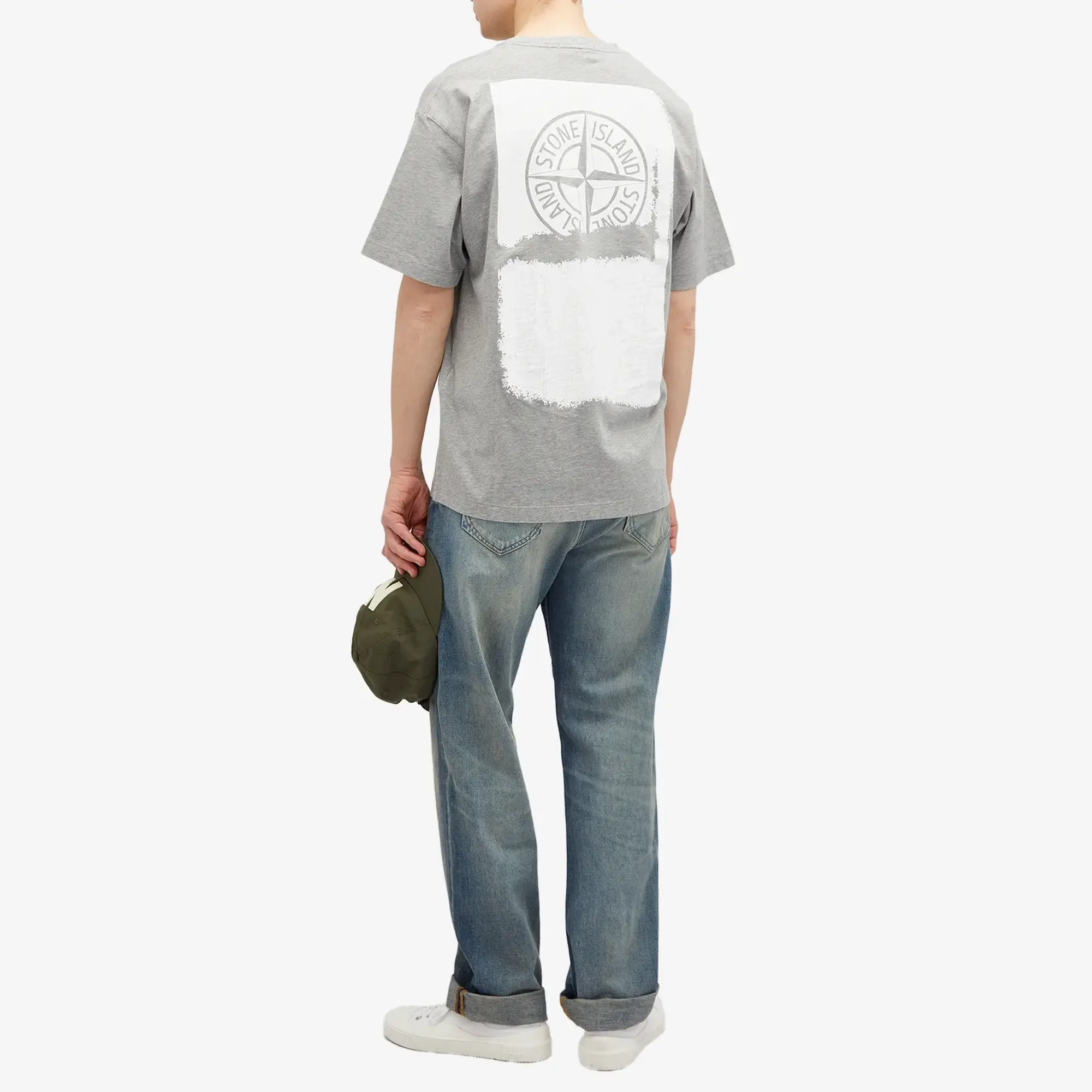 Stone Island Men's Scratched Print T-Shirt Grey Marl