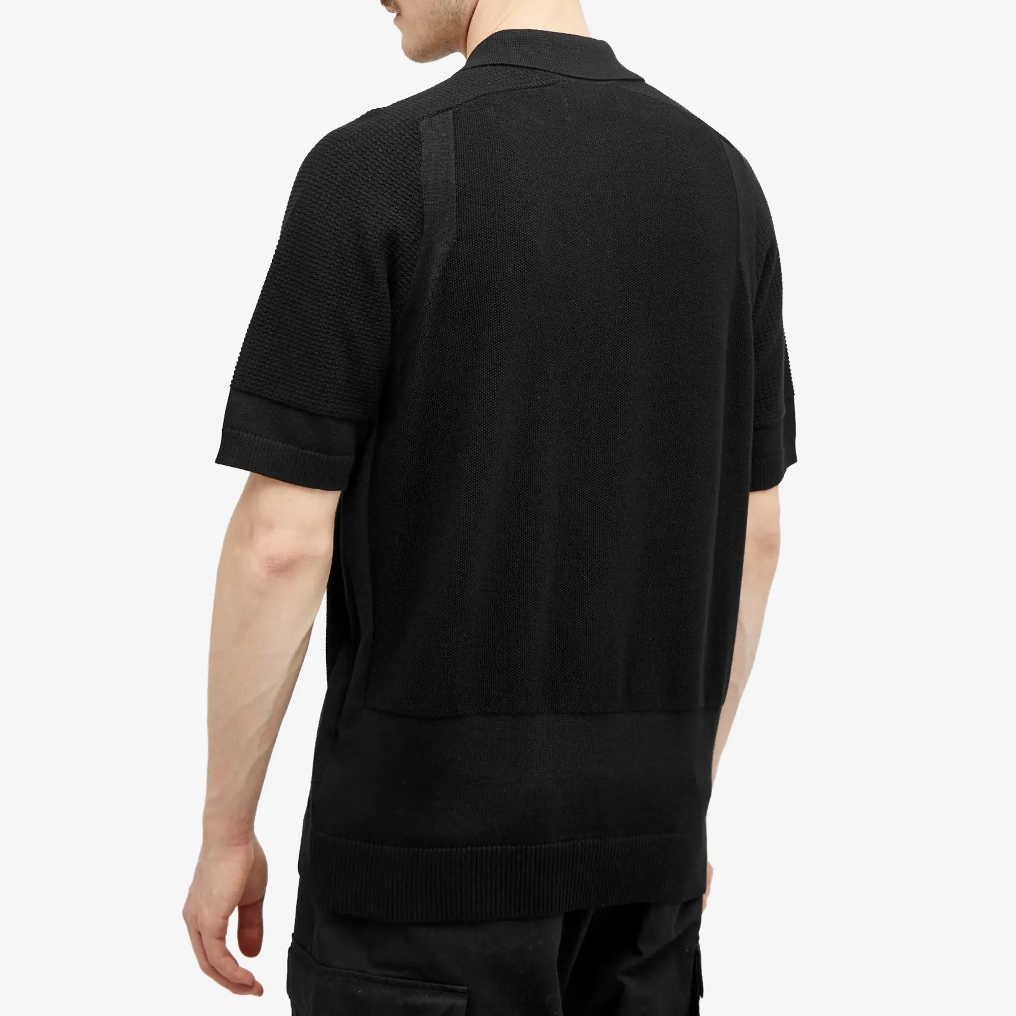 Stone Island Men's Soft Cotton Patch Knitted Polo Shirt Black