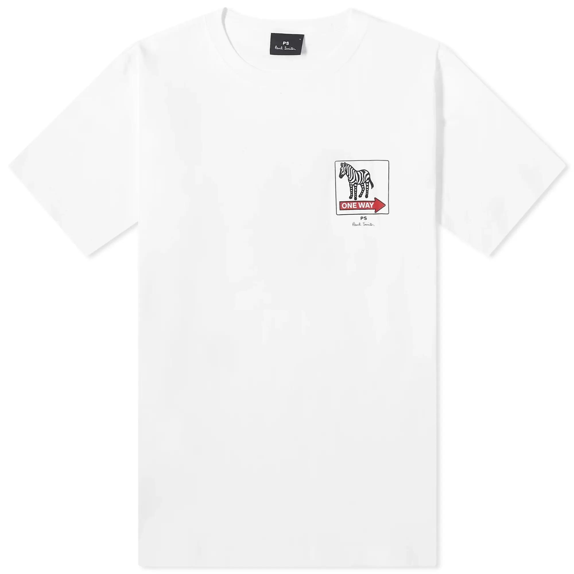 Ps Paul Smith Zebra One Way Back Print T-Shirt In White