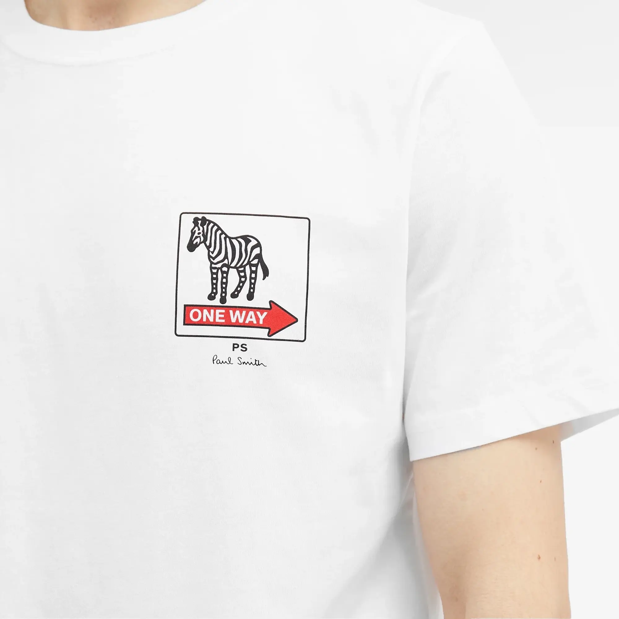 Ps Paul Smith Zebra One Way Back Print T-Shirt In White